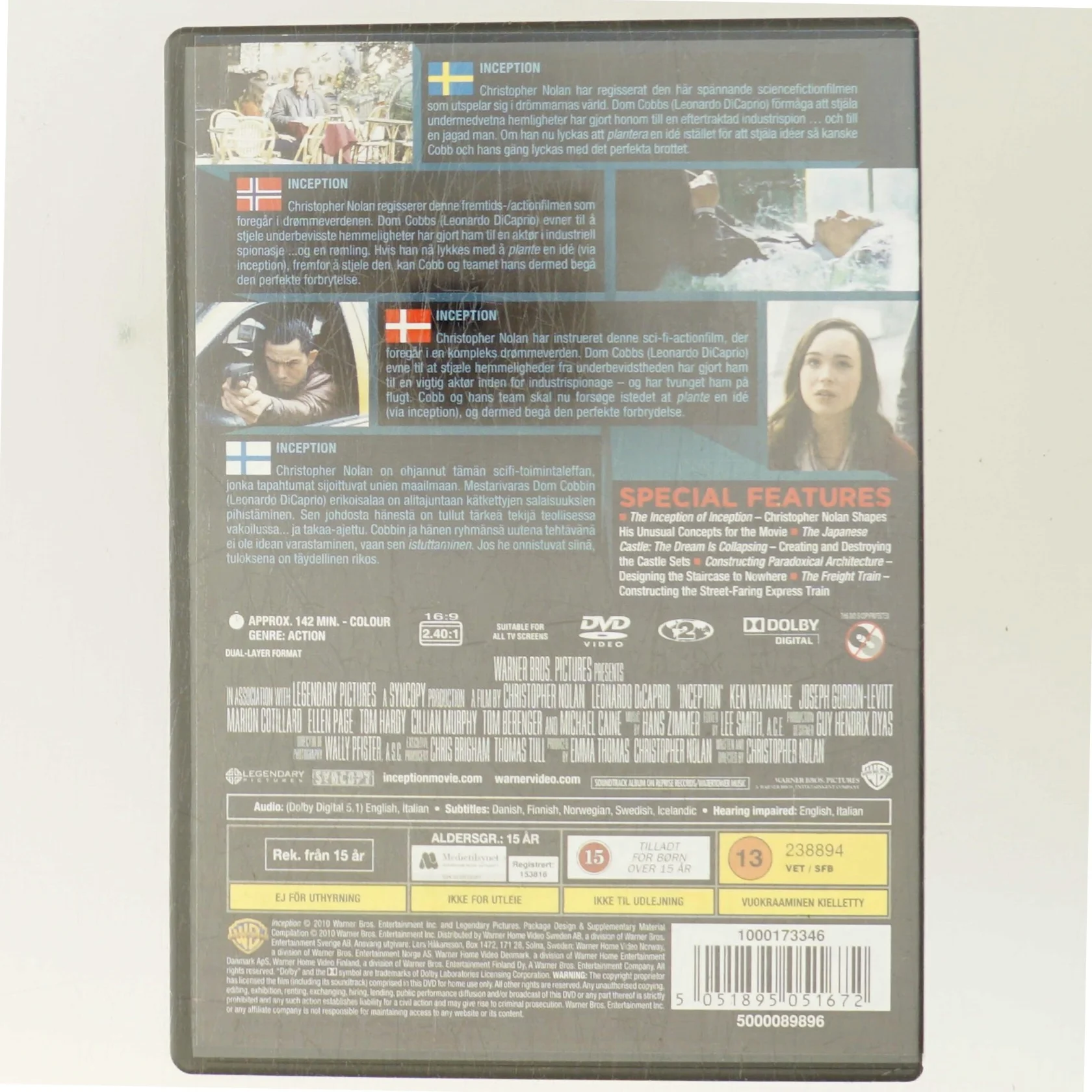 Inception med Leonardo DiCaprio (DVD)