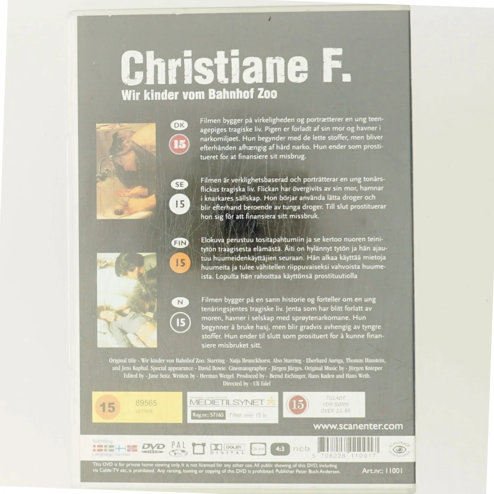 CHRISTIANE F. Wir Kinder Vom Bahnhof Zoo * Natja Brunckhorst, David Bowie * REGIE: Uli Edel med Natja Brunckhorst (DVD)