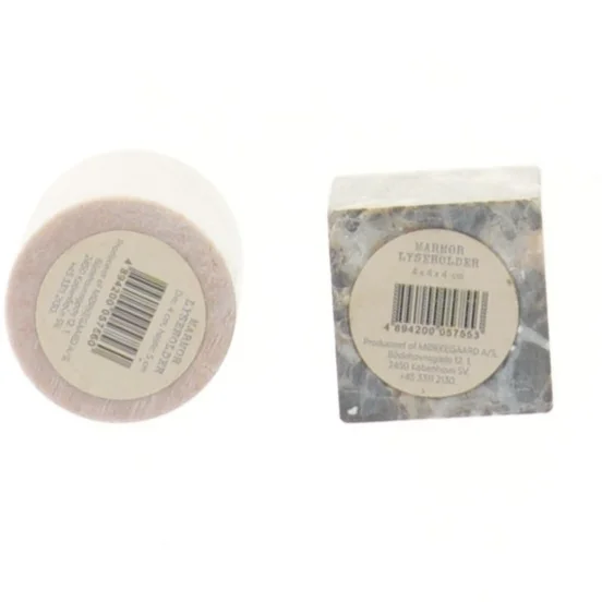 Marmor lysestager fra Mørkegaard (str. 4-5 cm)