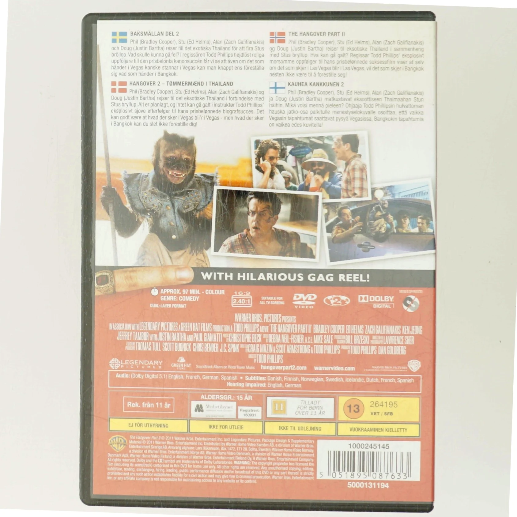 HANGOVER 2 - TØMMERMÆND I THAILAND med Bradley Cooper (DVD)