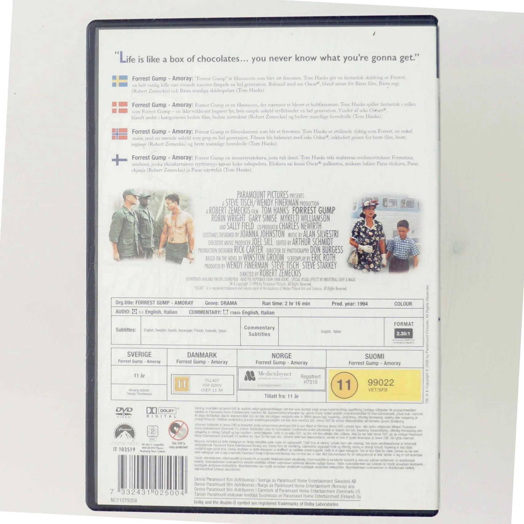 Forrest Gump med Tom Hanks (DVD)