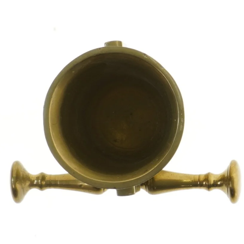 Messing morter med støder (str. Ø 9x9,5 cm)