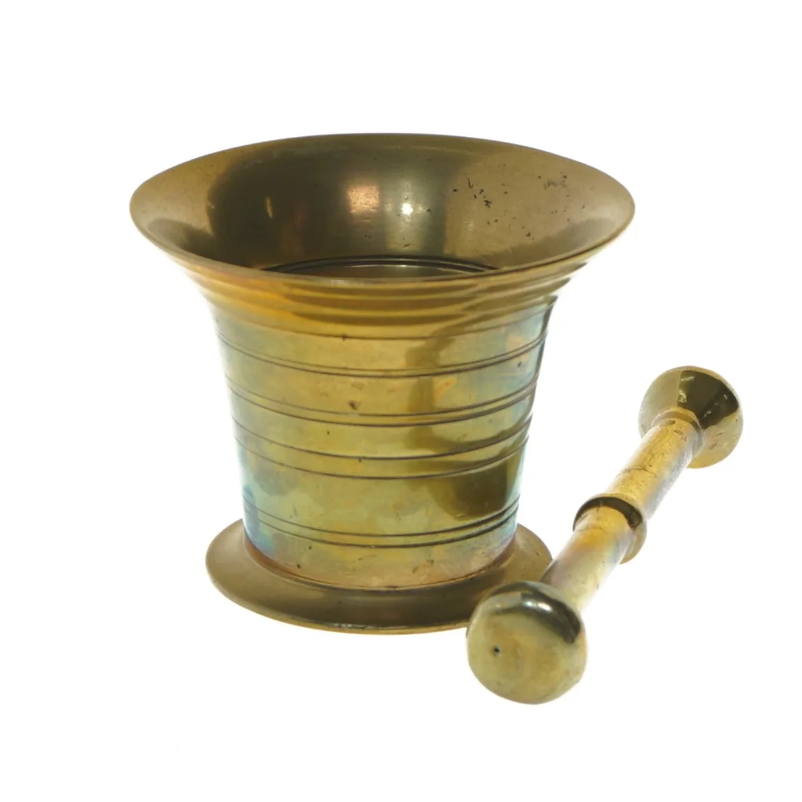 Morter og støder i messing (str. Ø 12x9 cm)