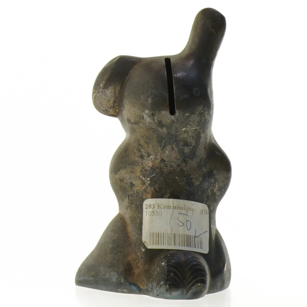 Gammel sparegris i form af figur (str. 14 cm)