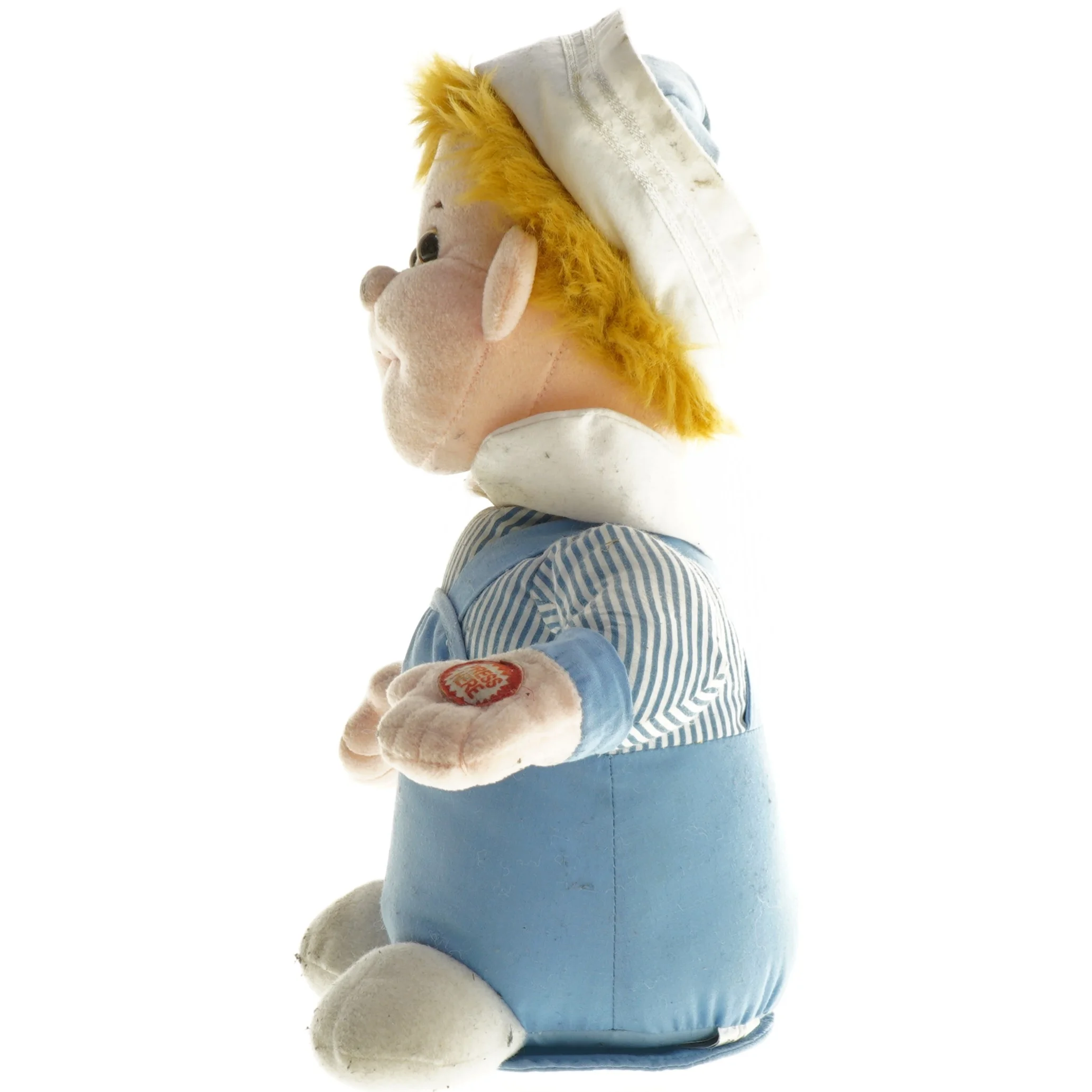 Blå og hvid stofdukke