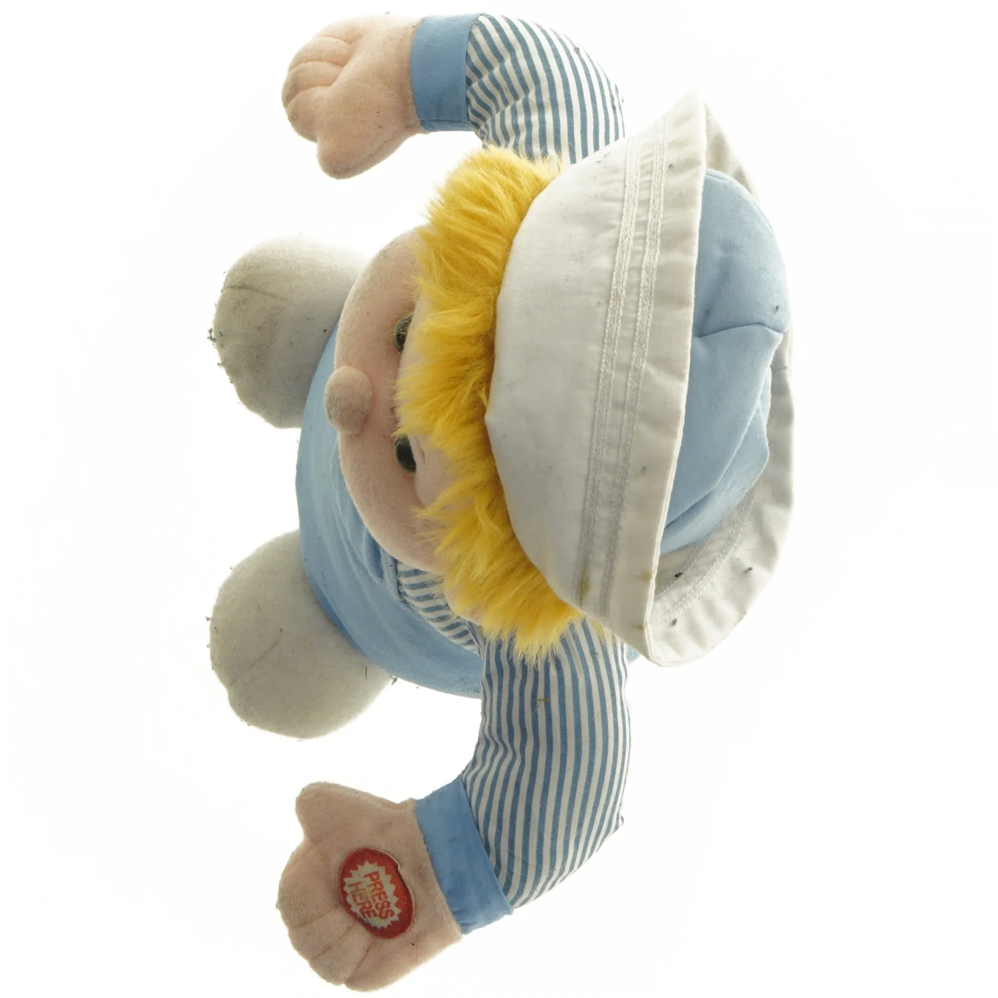 Blå og hvid stofdukke