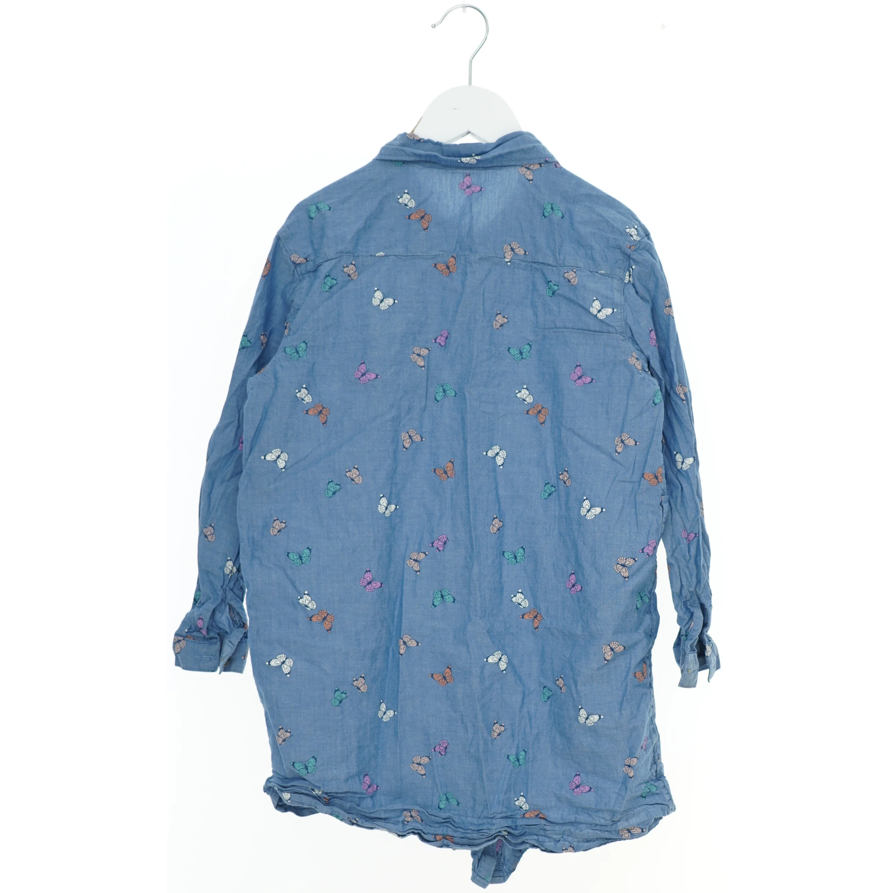 Blå skjorte med sommerfugletryk fra H&M (str. 128)