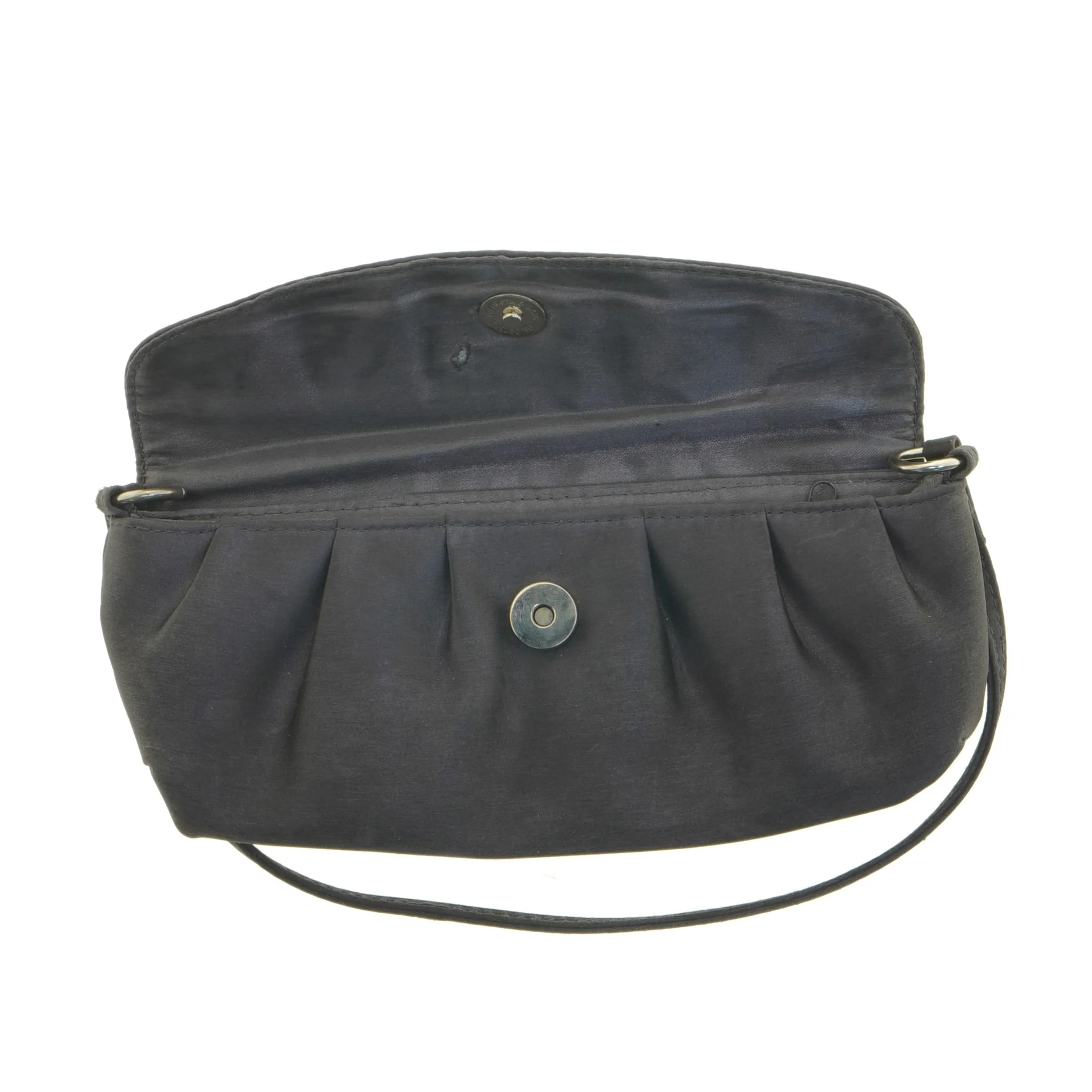 Mørkegrå satin clutch med skulderrem fra Accessorize (str. 24 x 11 cm)