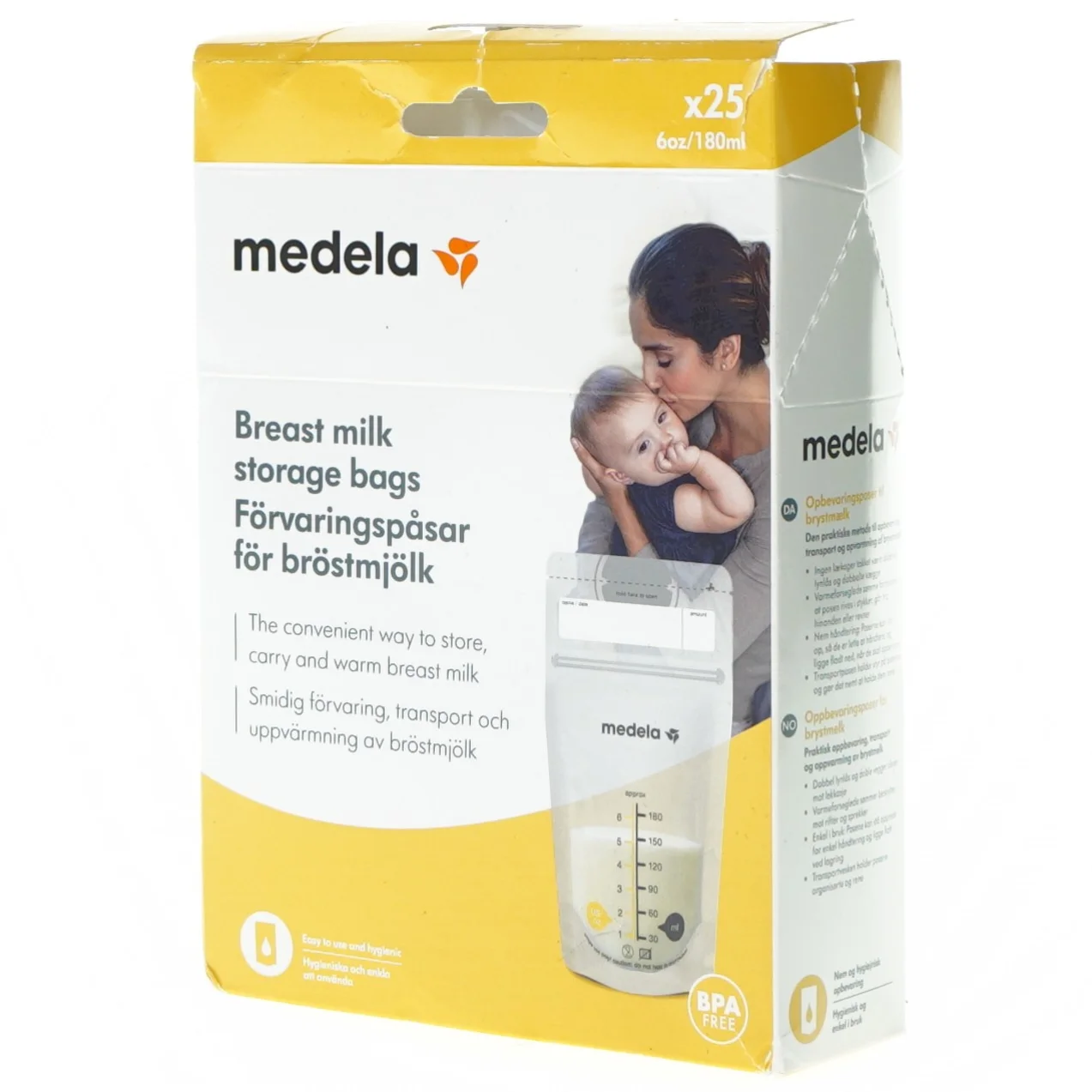 Bryst m&aelig;lks opbevaringspose fra Medela (str. 180 ml)