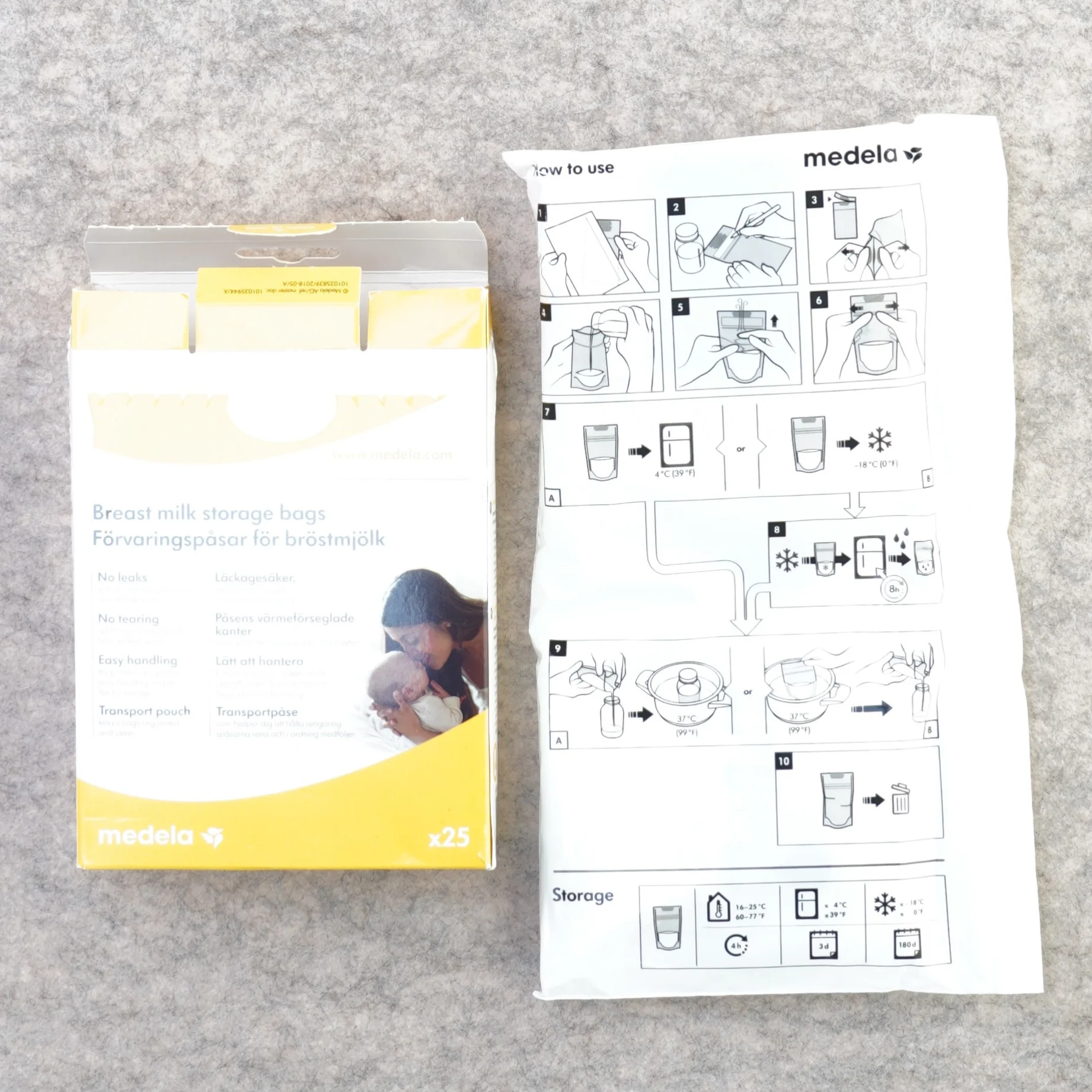 Bryst mælks opbevaringspose fra Medela (str. 180 ml)