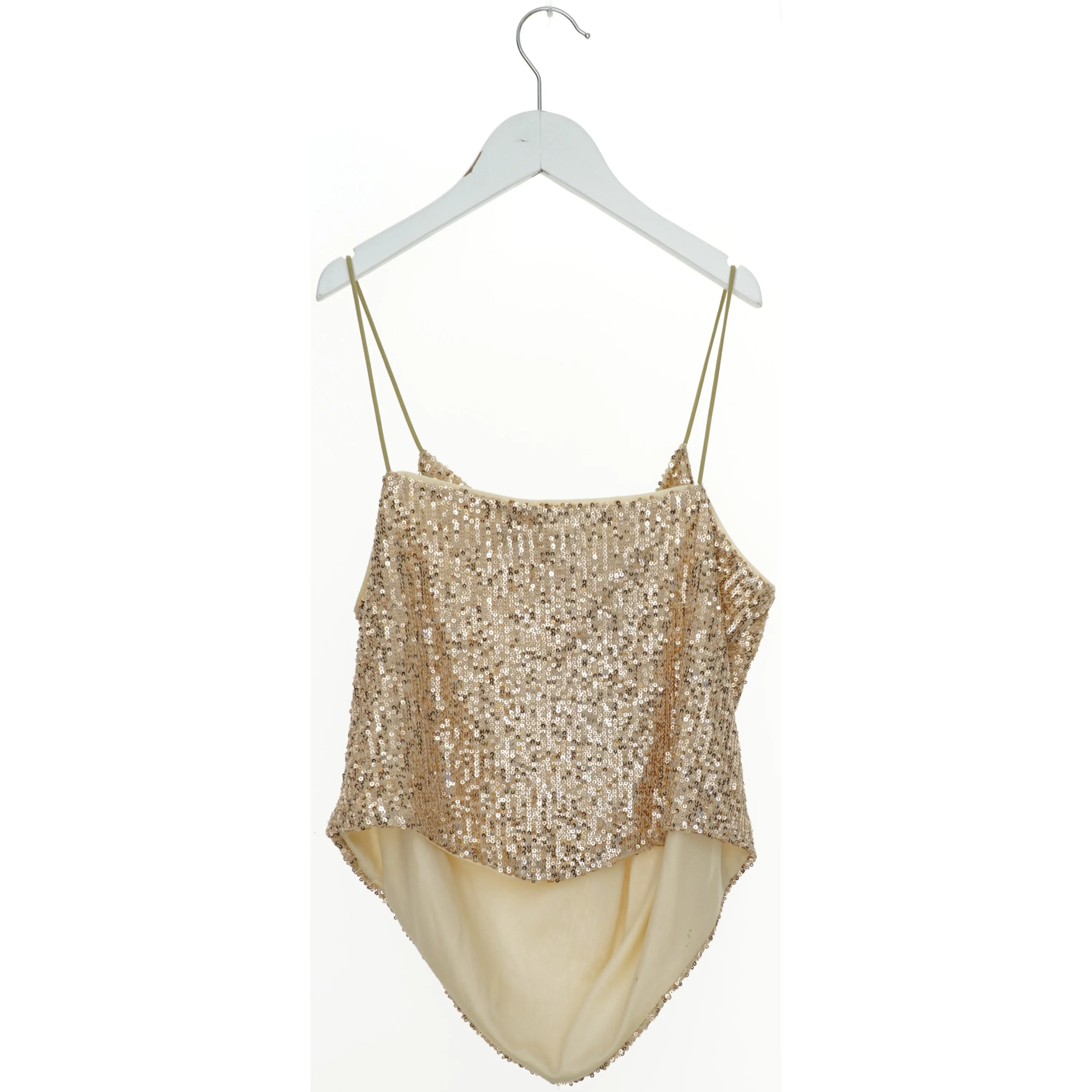 Guldglitret top med stropper fra SHEIN  (str. L)