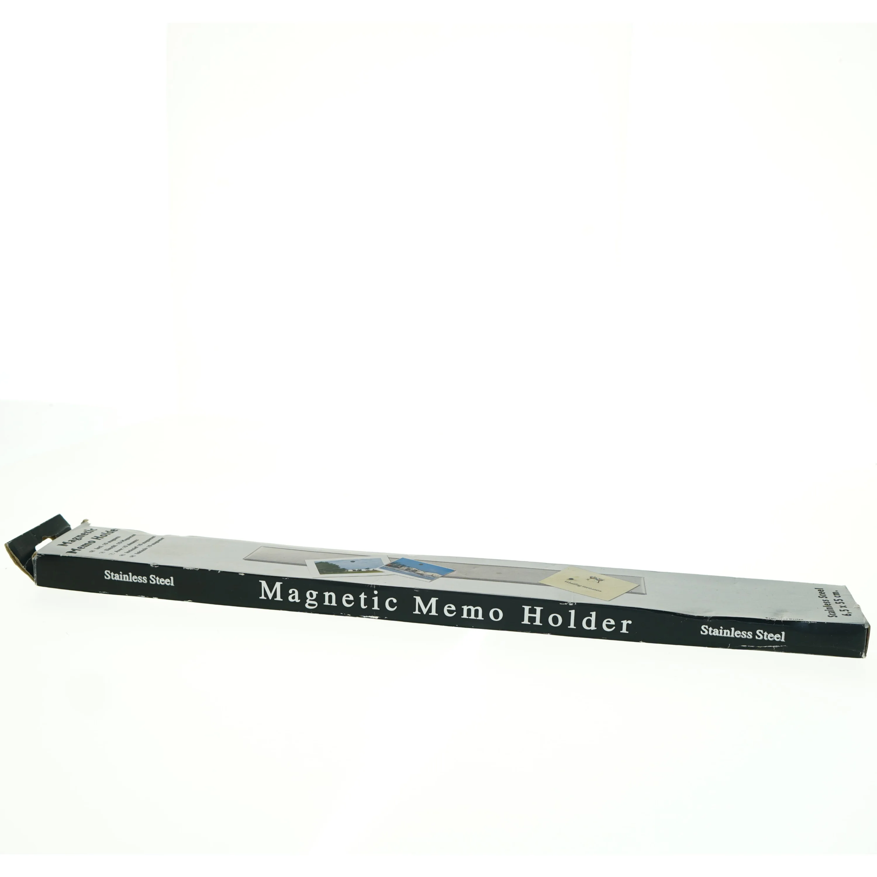 Magnetisk memo-holder i rustfrit stål (str. 6,5x55 cm)