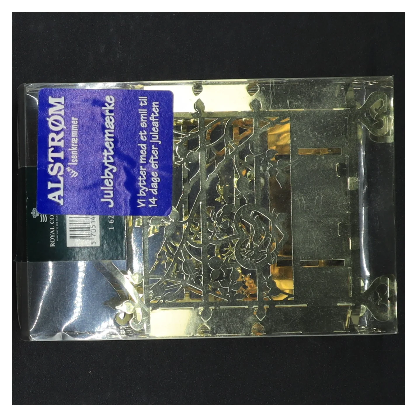 Gennemsigtig julepynt med guldfarve