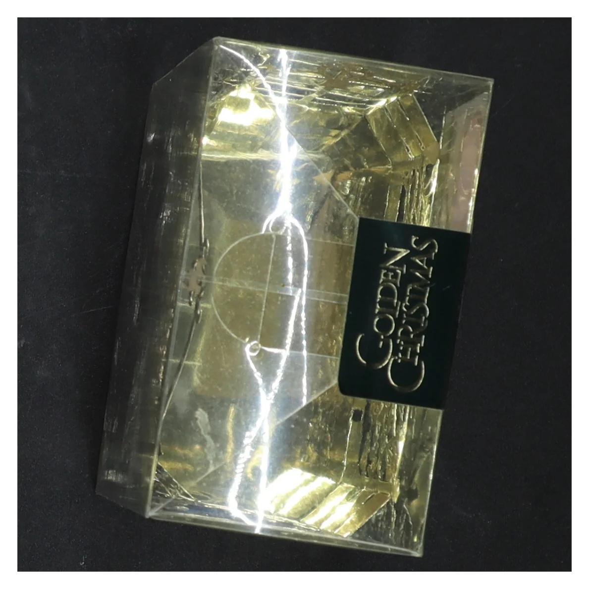 Gennemsigtig julepynt med guldfarve