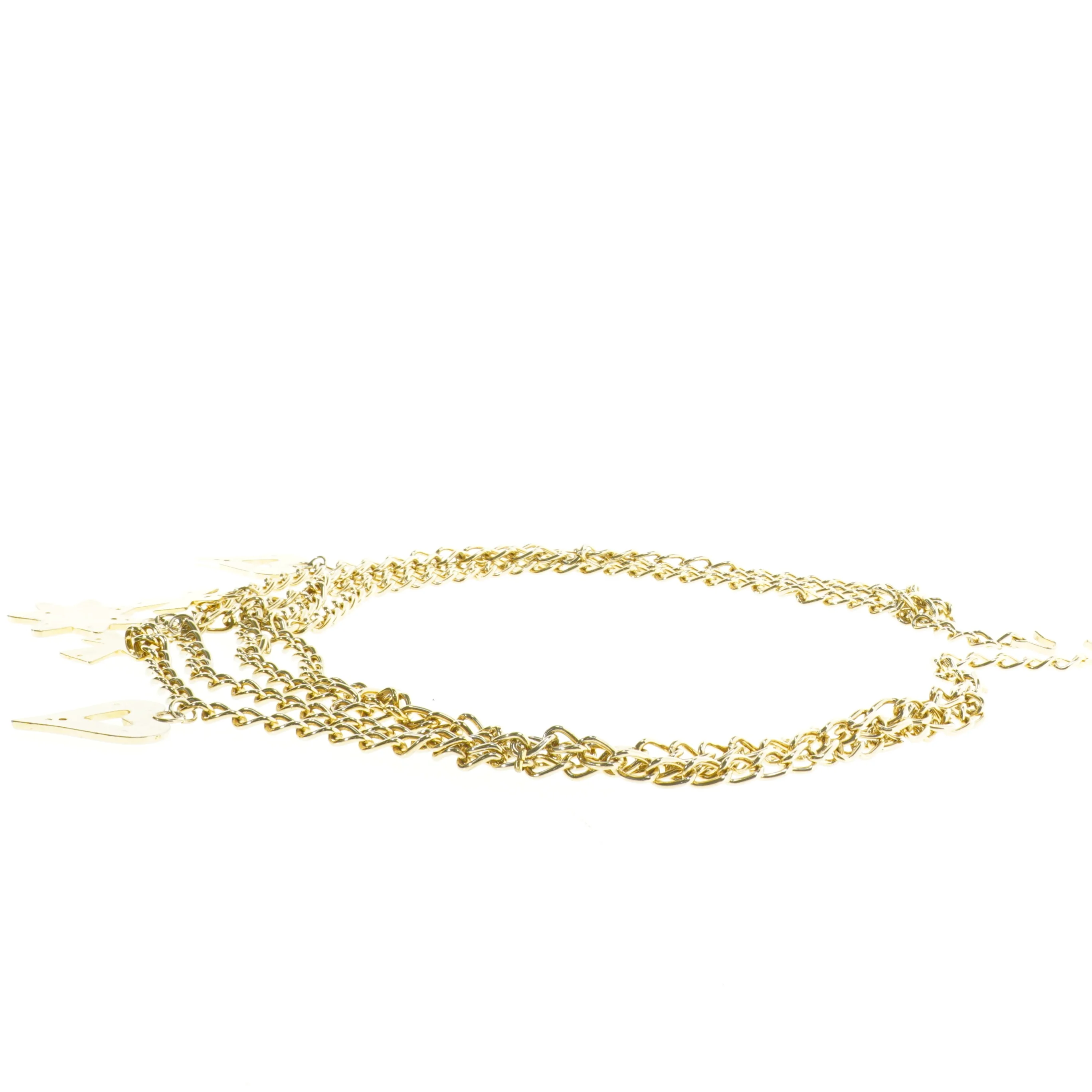 Guldfarvet bælte med charms (str. 91 cm)