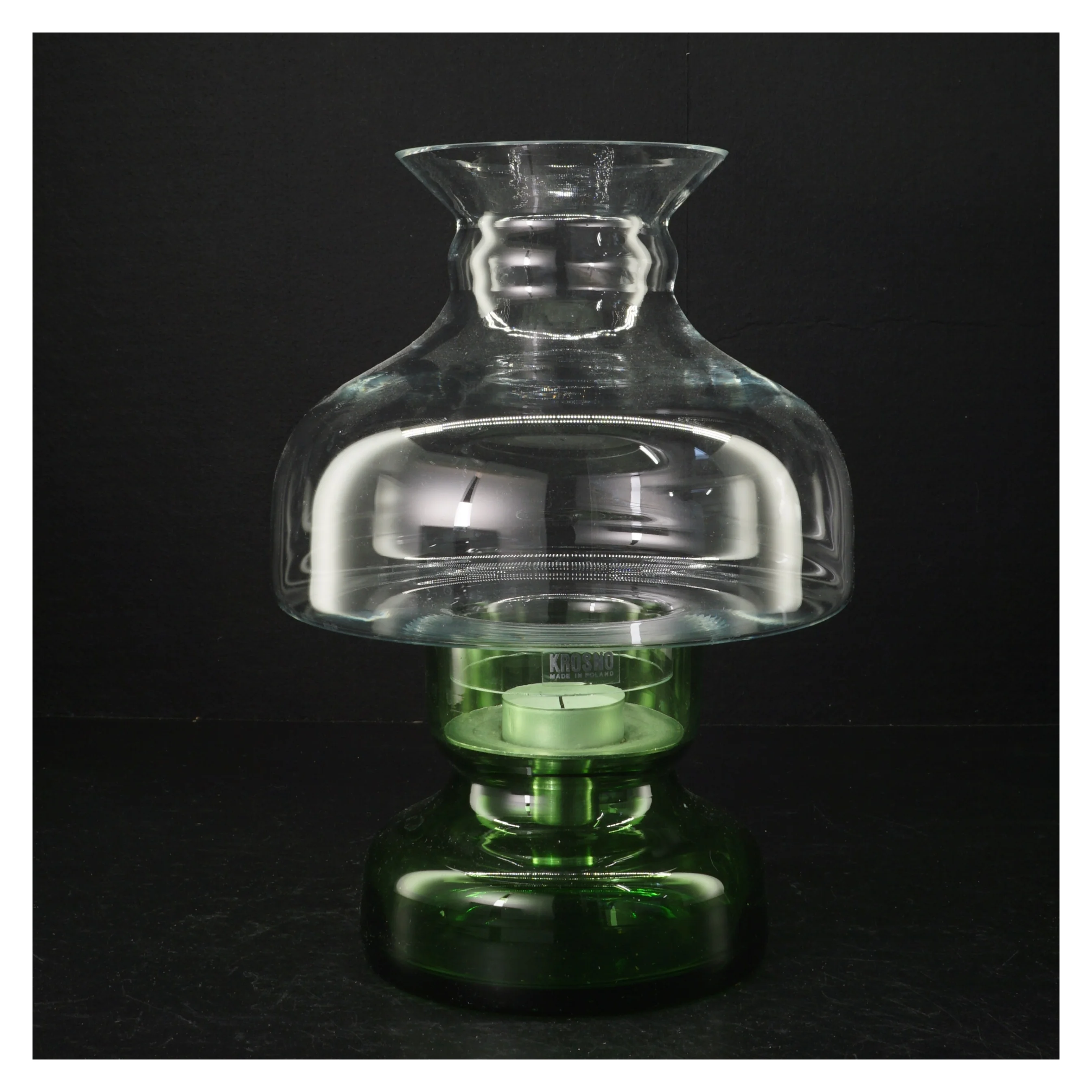 Glashurricane til fyrfadslys fra Krosno (str. H. 26 cm)