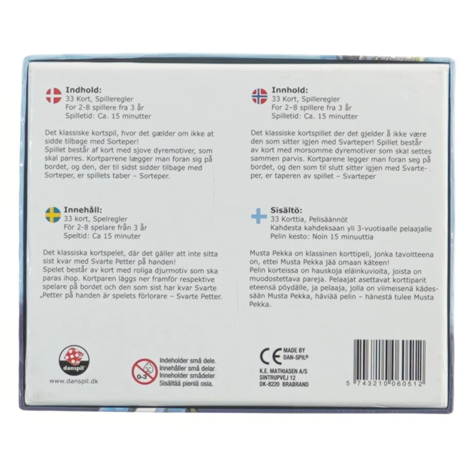 Sorteper kortspil fra Danspil (str. 17,5x14 cm)