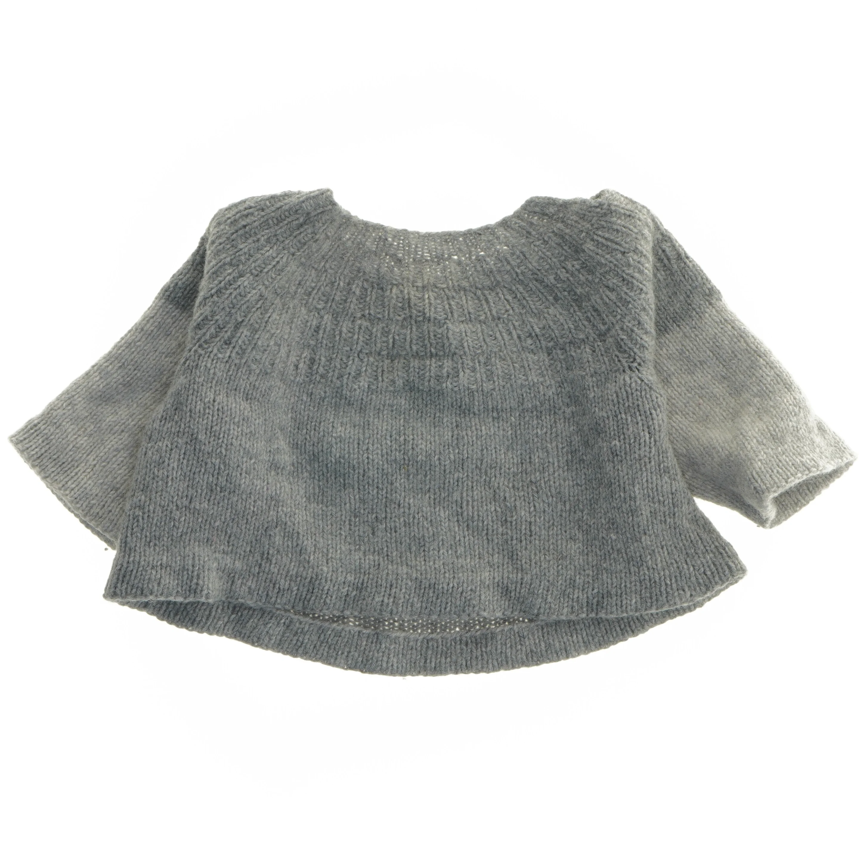 Strikket babytrøje i ren uld (str. Bryst. 25 cm. længde. 20 cm)