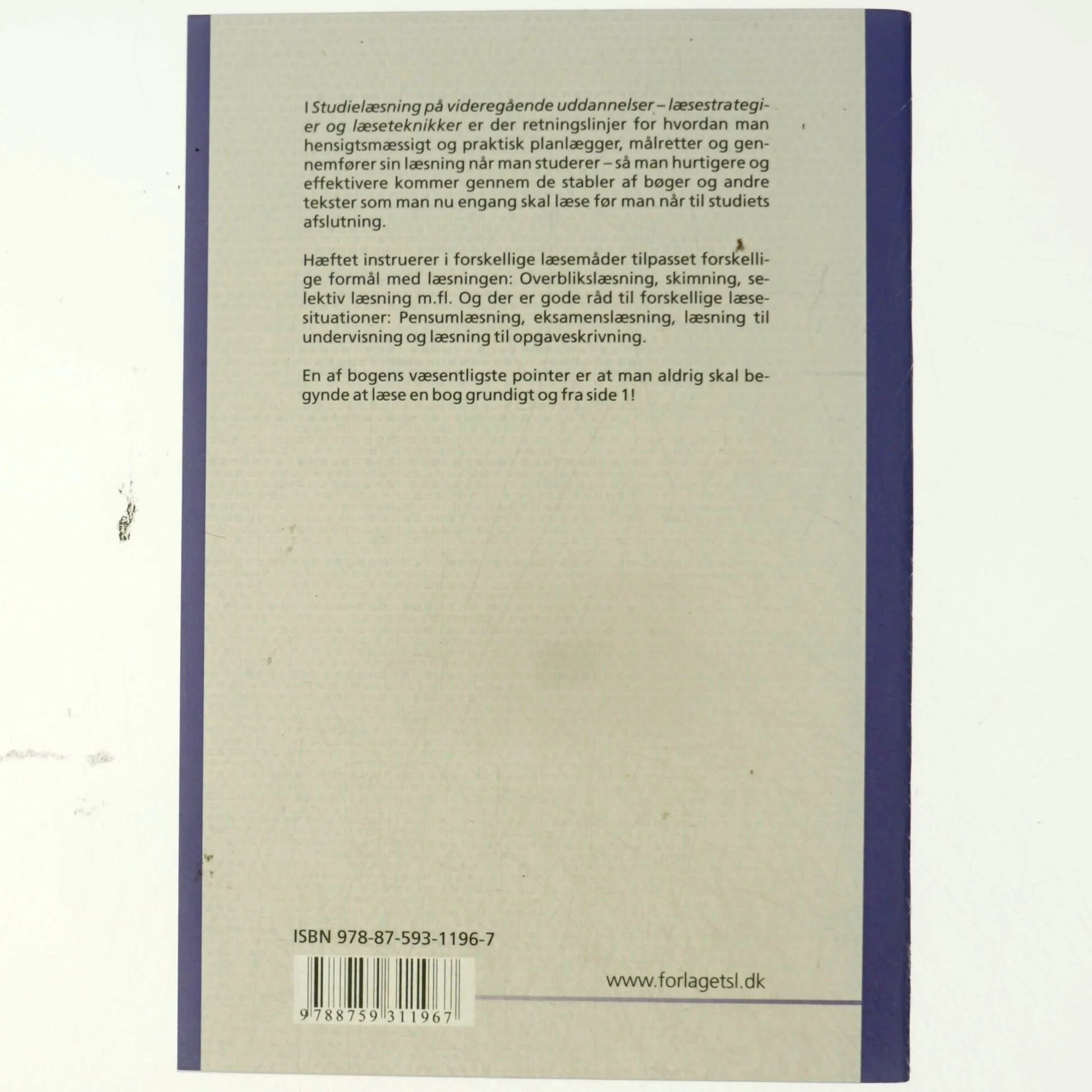 Studielæsning på videregående uddannelser : læsestrategier og læseteknikker (Bog)