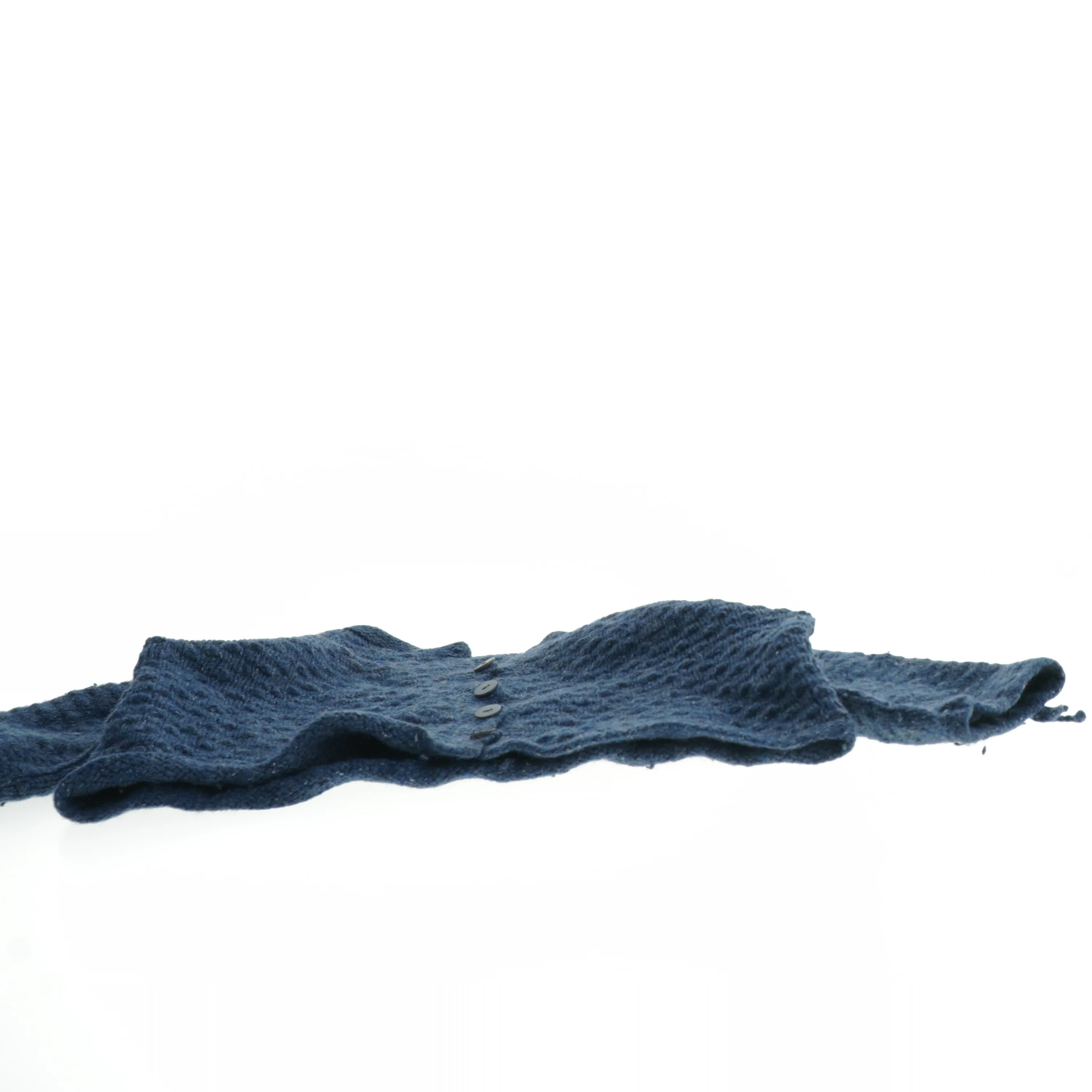 Blå strik cardigan til barn i ren uld (str. Bryst, 30 cm. længde 25. cm)