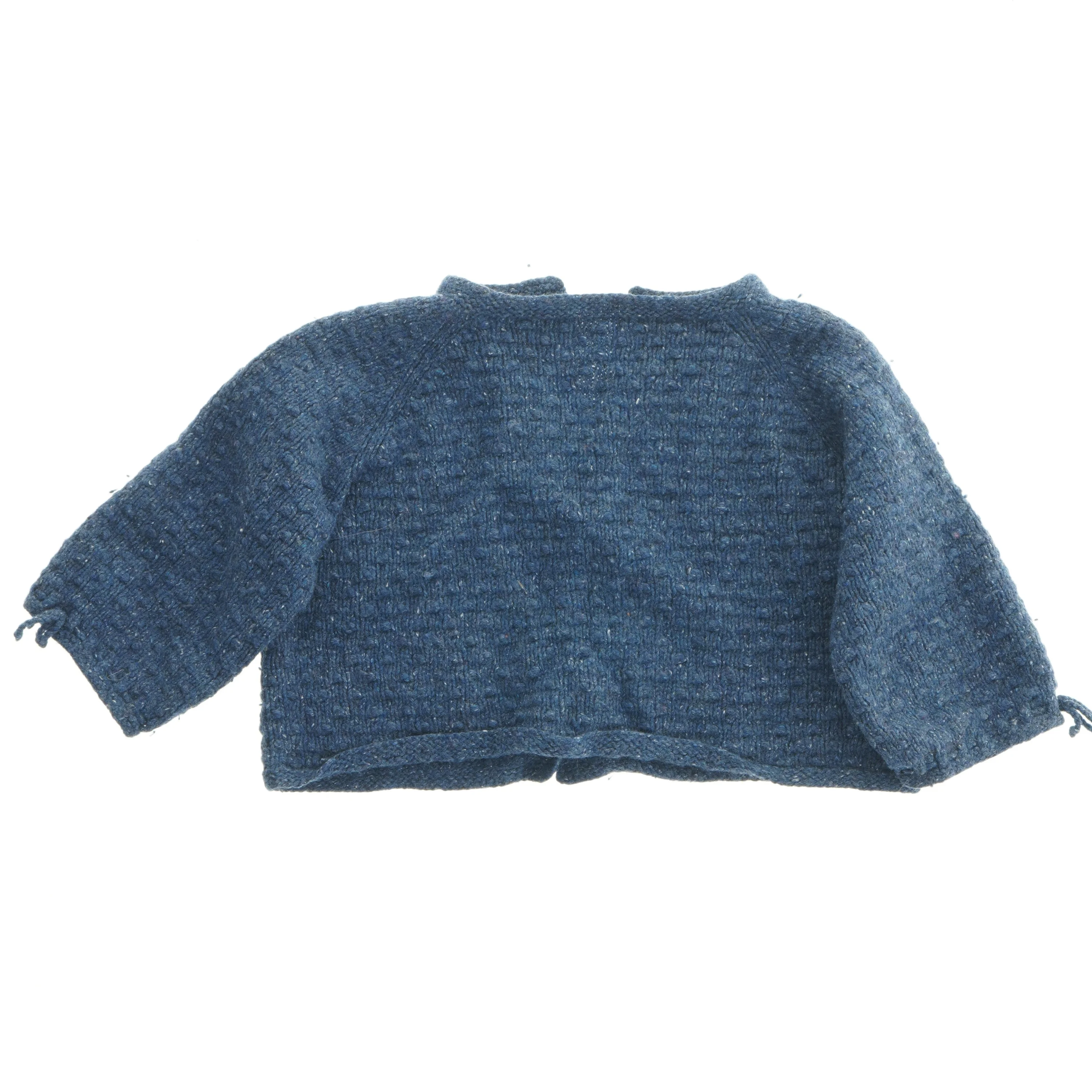 Blå strik cardigan til barn i ren uld (str. Bryst, 30 cm. længde 25. cm)