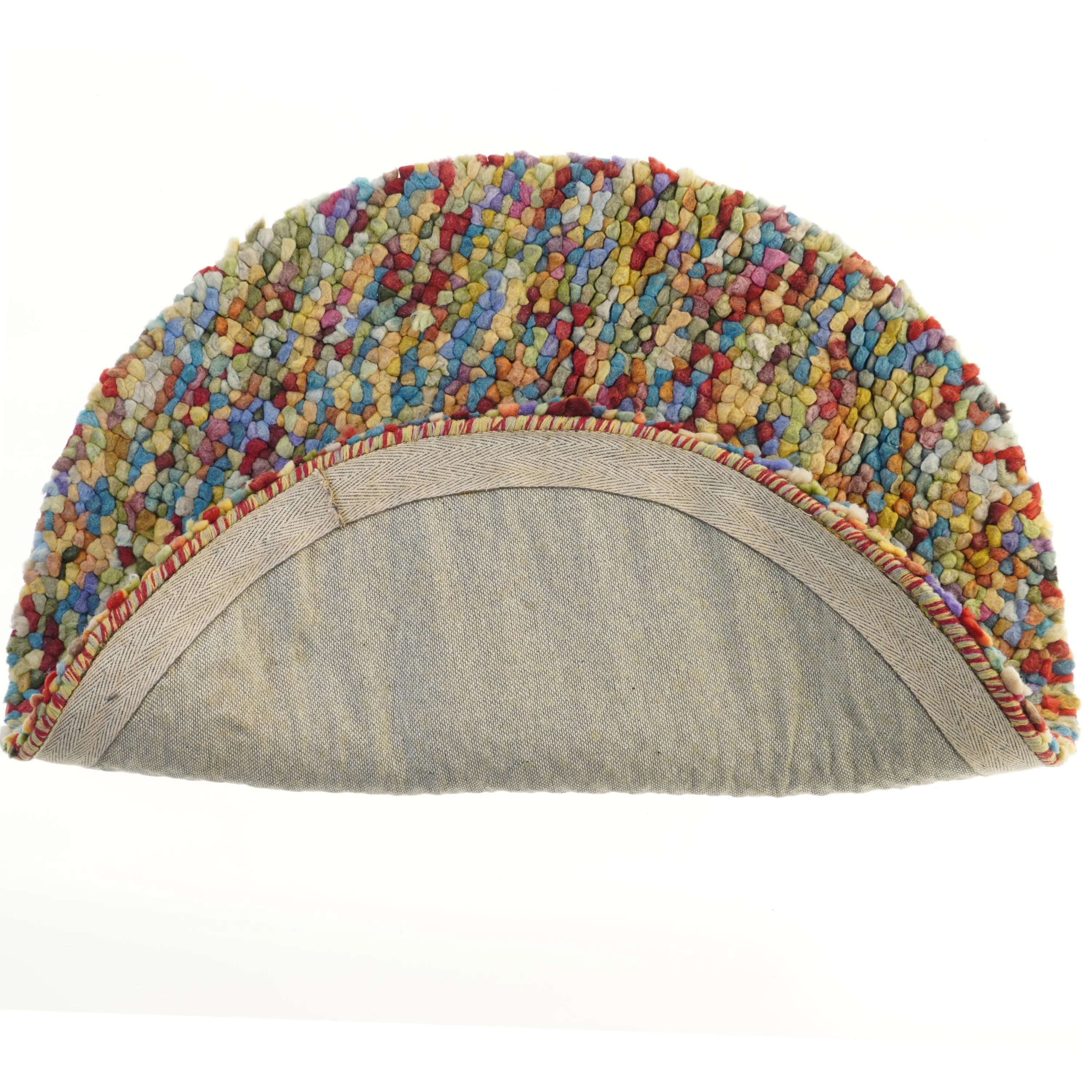 Farverigt rundt kugletæppe (str. Ø 90 cm)