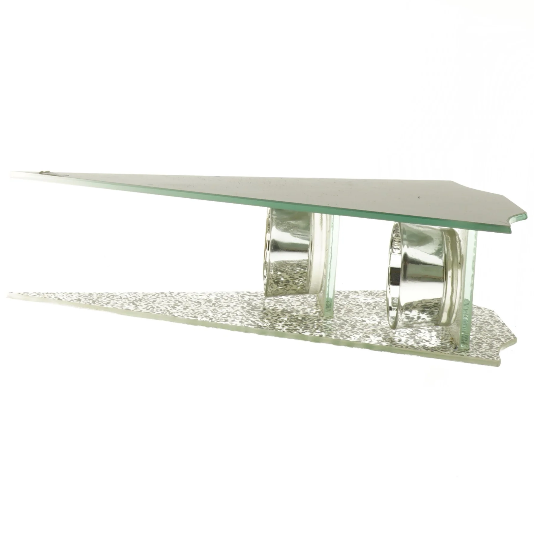 Dekorativt juletræ i glas med rensdyrmotiv (str. 24x16 cm)