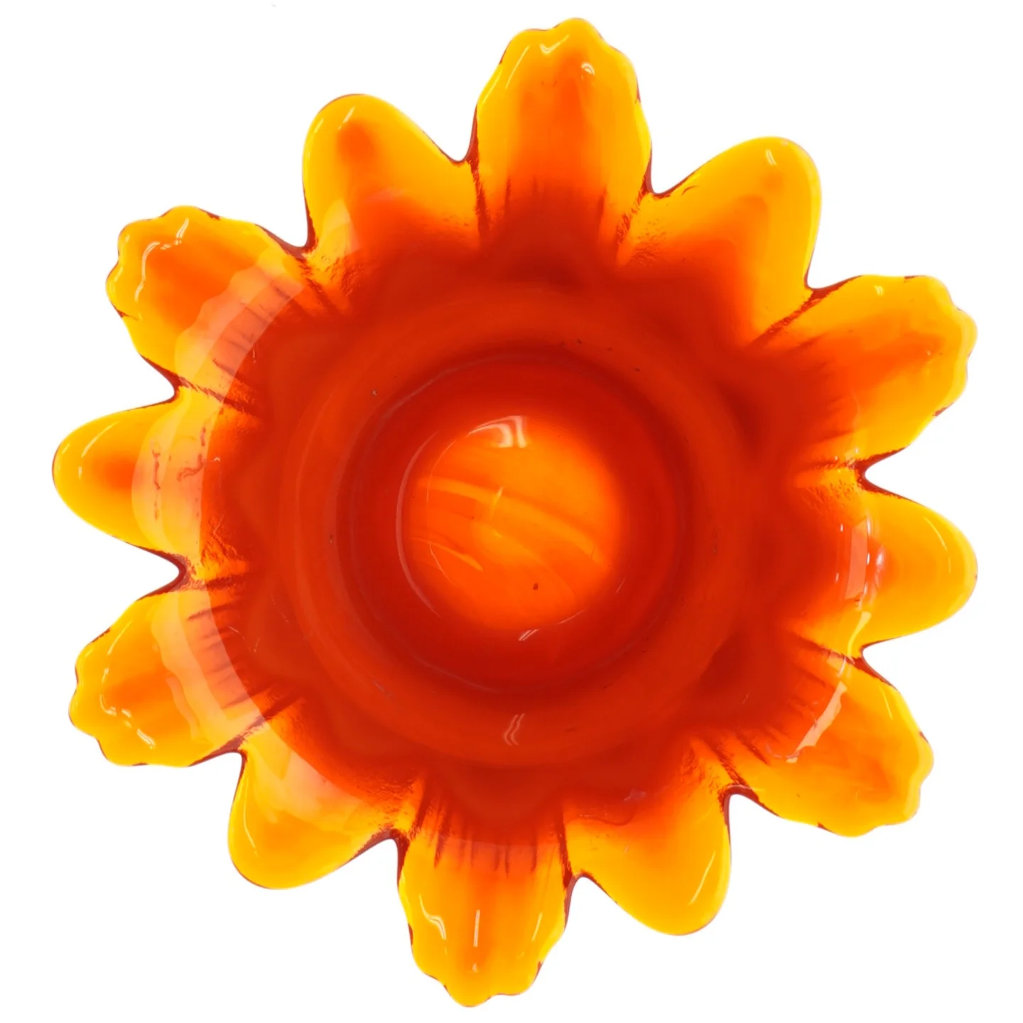 Gennemsigtig orange solsikkevase (str. 11 x 17 cm)