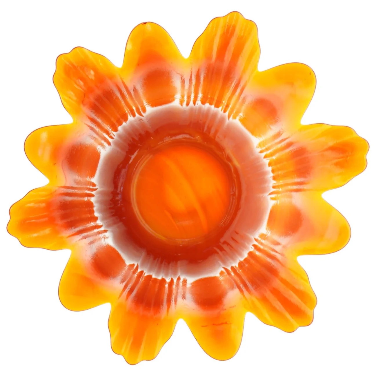 Gennemsigtig orange solsikkevase (str. 11 x 17 cm)