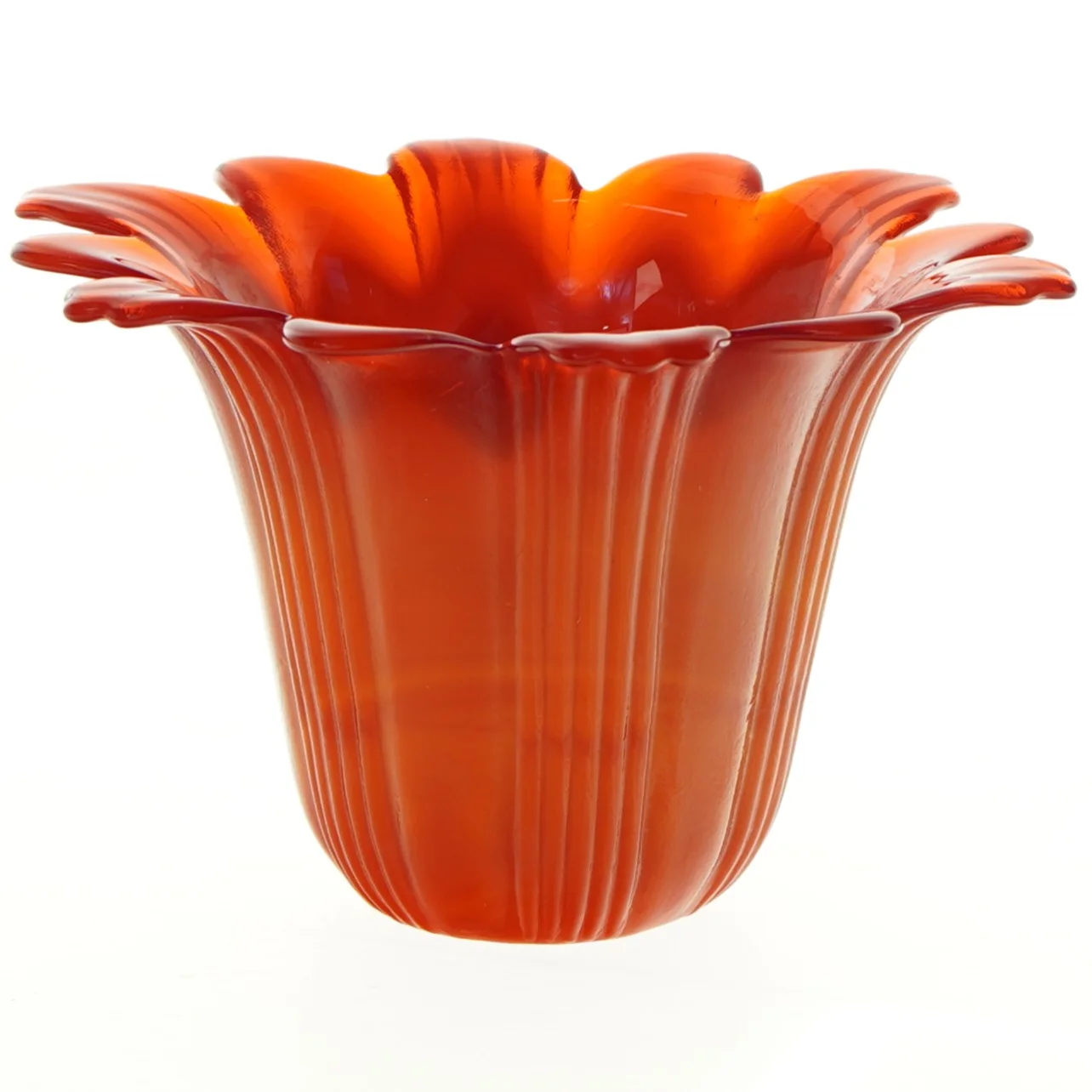 Gennemsigtig orange solsikkevase (str. 11 x 17 cm)