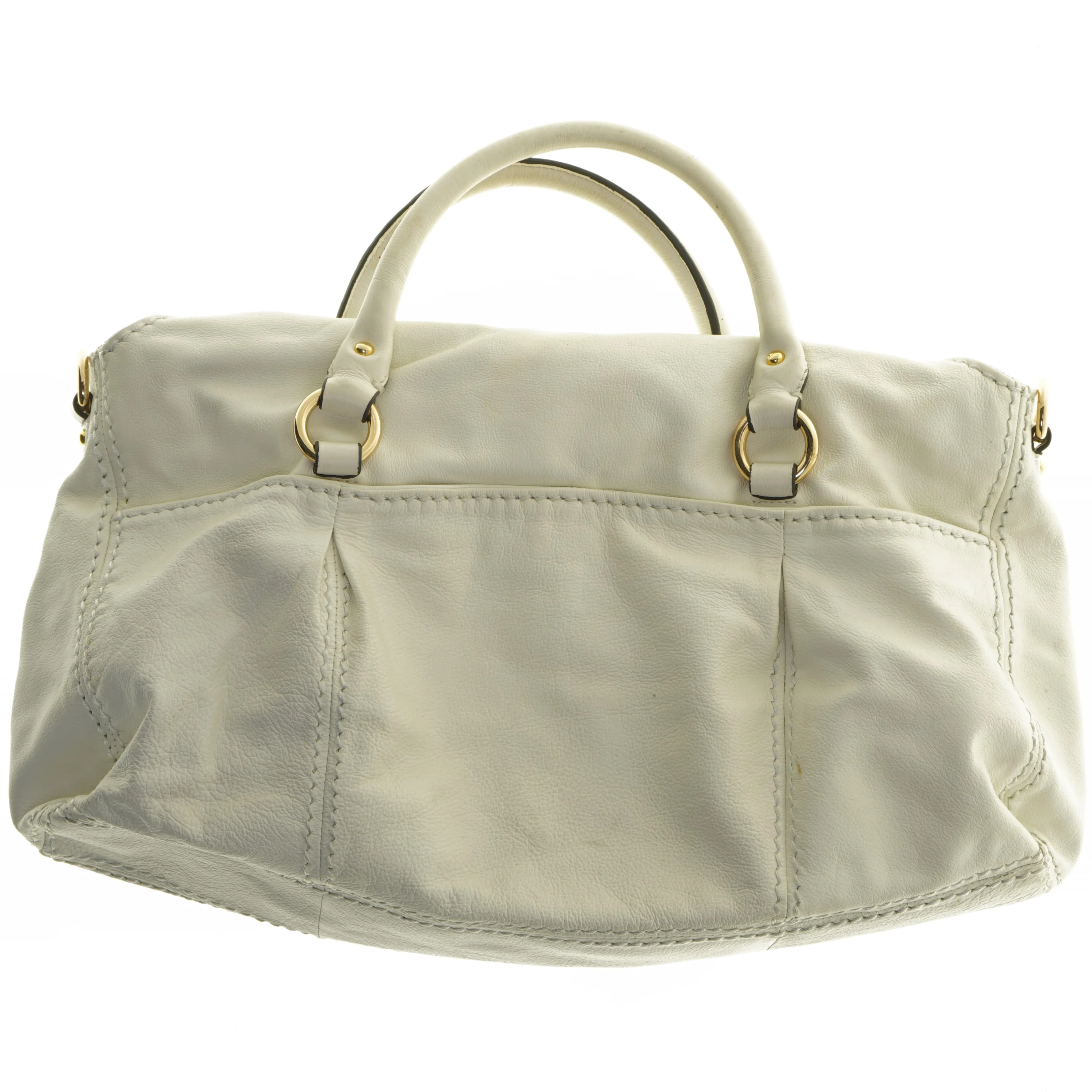 Hvid lædertaske fra Smith & Canova (str. 45x30 cm)