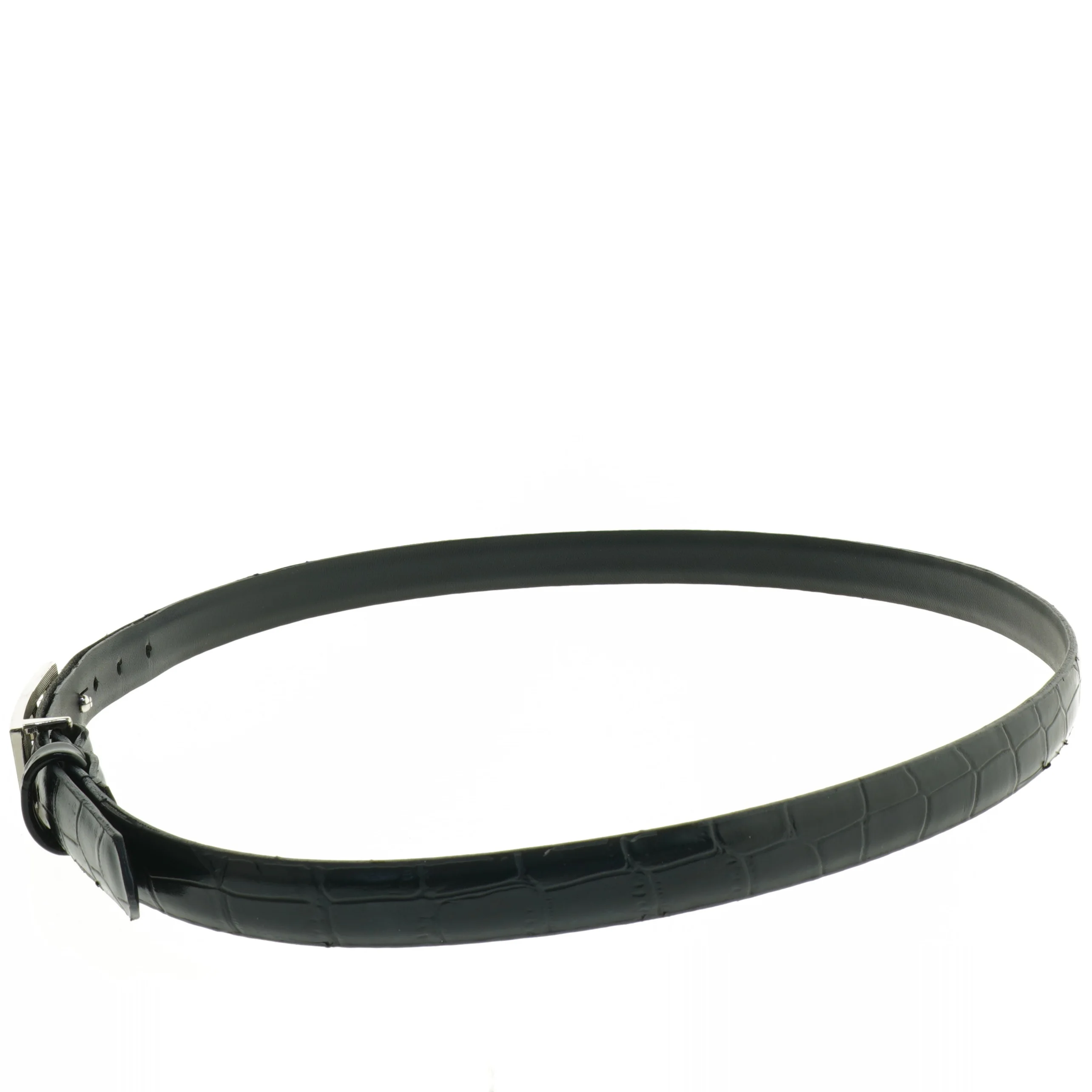 Sort bælte med præget mønster (str. 110 cm)