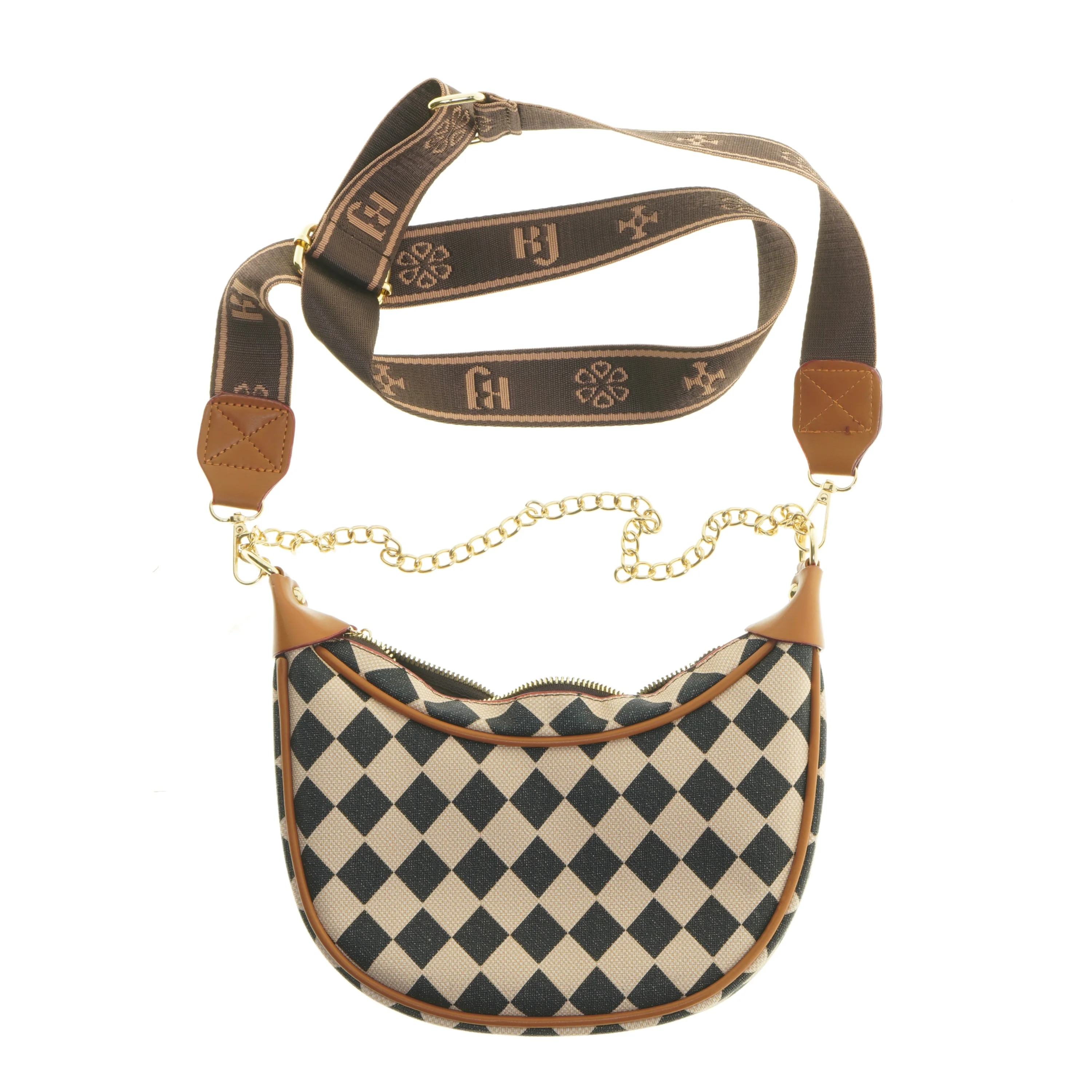 Skuldertaske med geometrisk mønster (str. 24x20 cm)