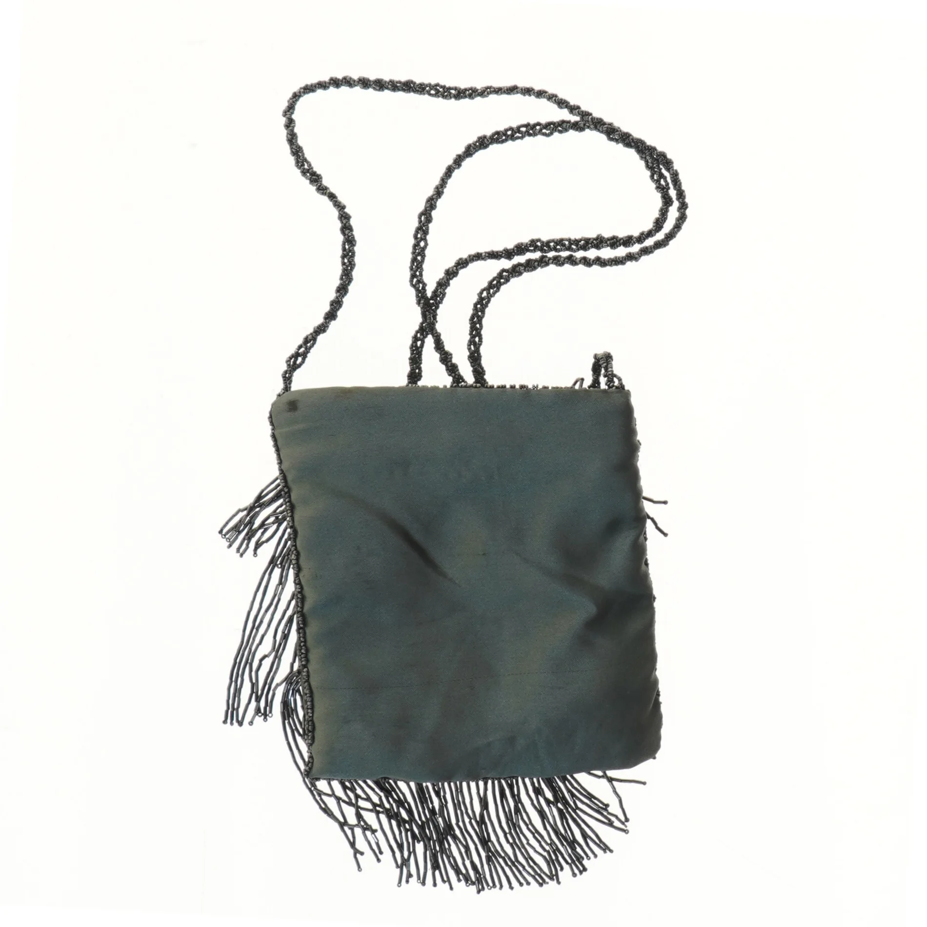 Sort taske med frynser (str. 17x16 cm)