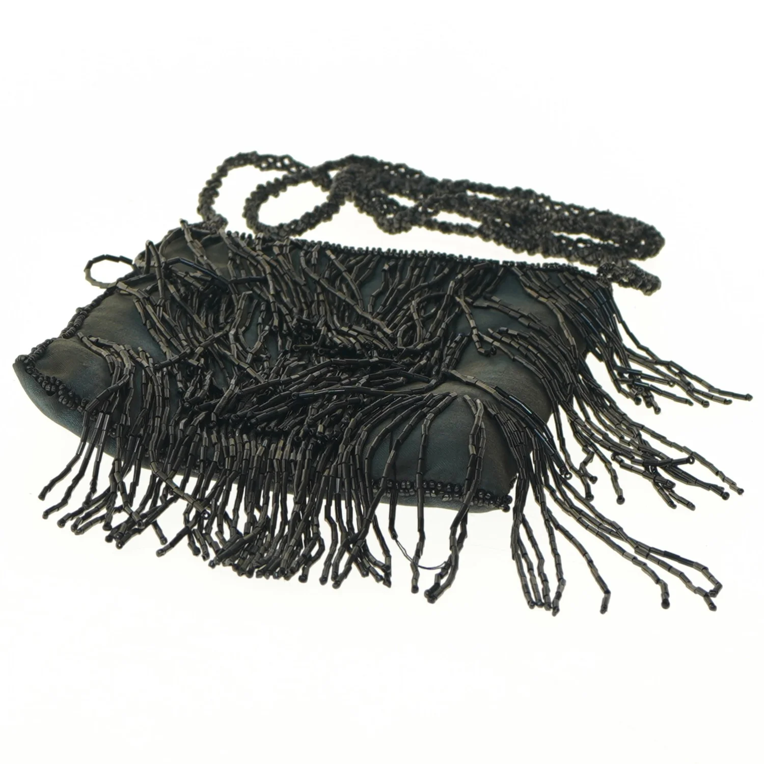 Sort taske med frynser (str. 17x16 cm)