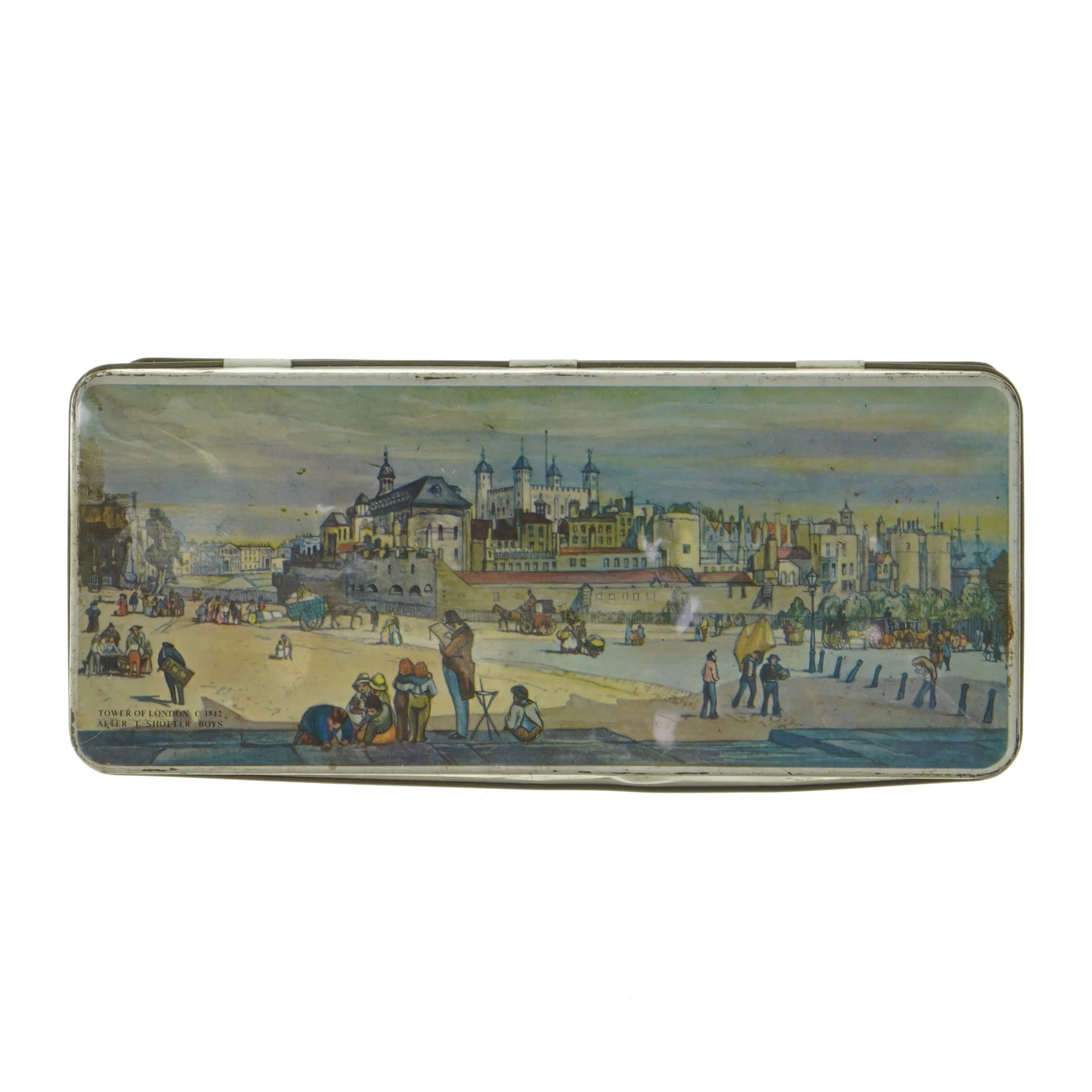 Dekorativ dåse med London-motiver (str. 22,5x9,5 cm)