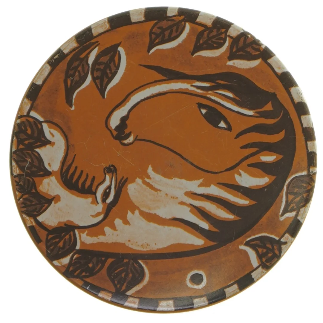 Dekorativ rund metaldåse med heste IRA (str. Ø 11,5x cm højde 15 cm)