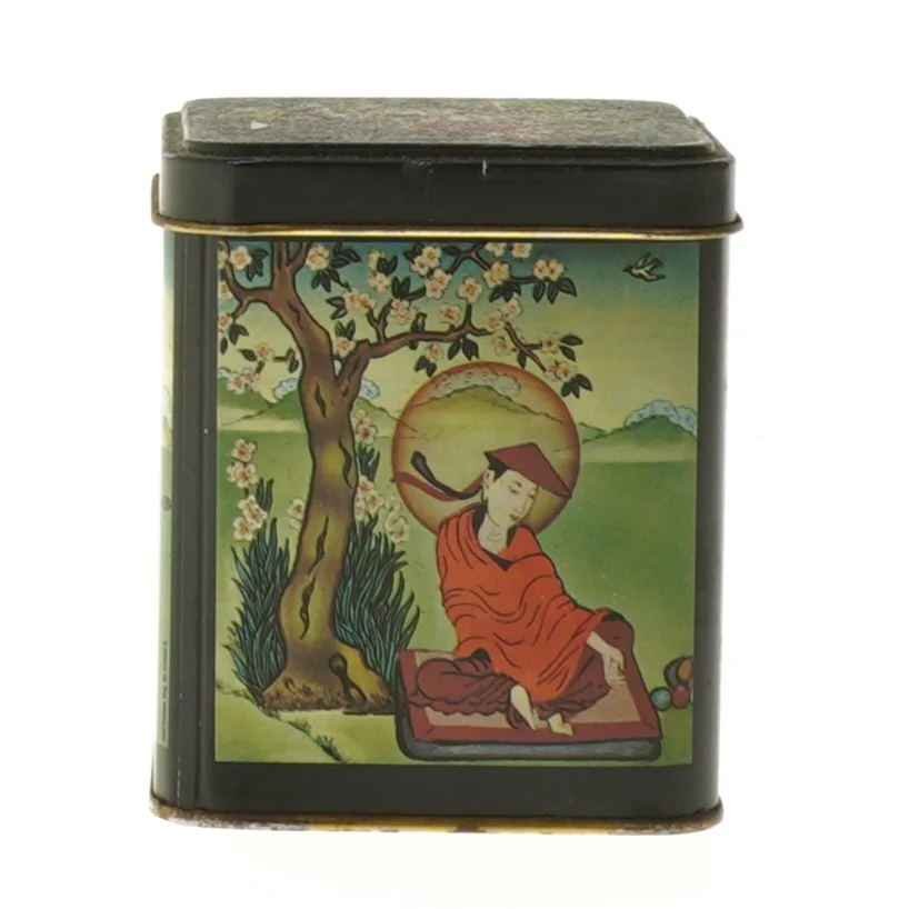Dekorativ blikdåse med motiver (str. 8x9 cm)