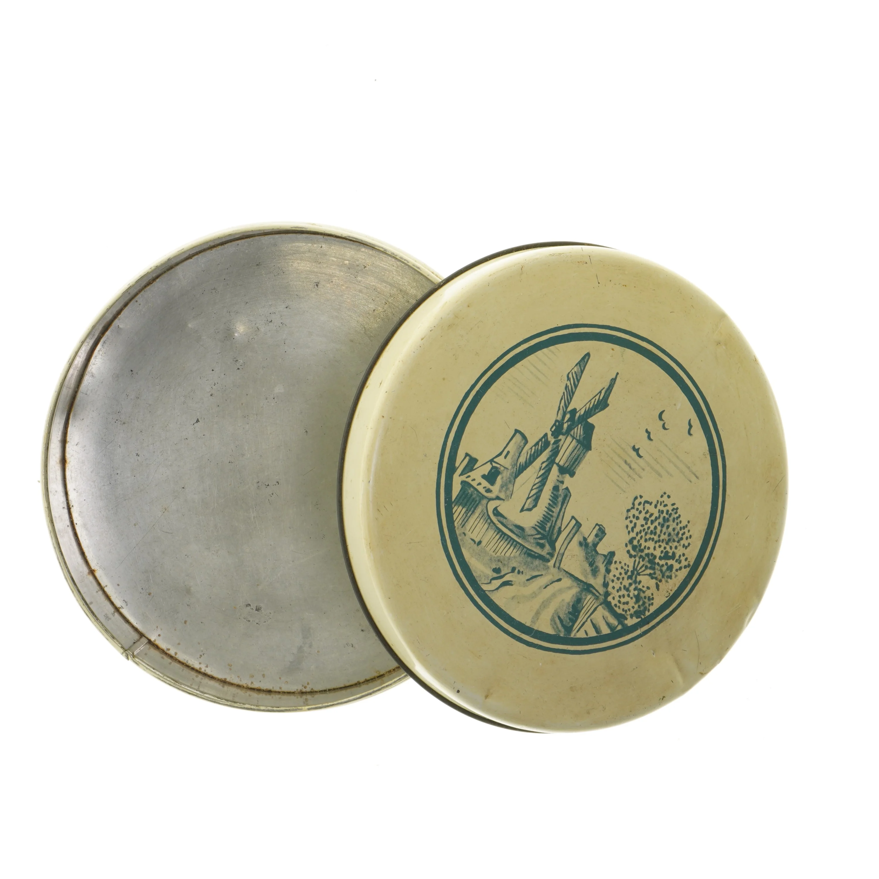 Vintage rund blikdåse Safir Vejle Dampmølle (str. Ø 22 cm højde 8,5 cm)