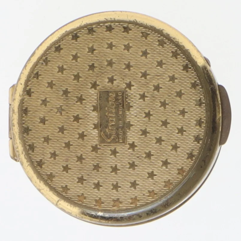 Rund vintage pudderdåse med perlemor (str. Ø 4 cm)