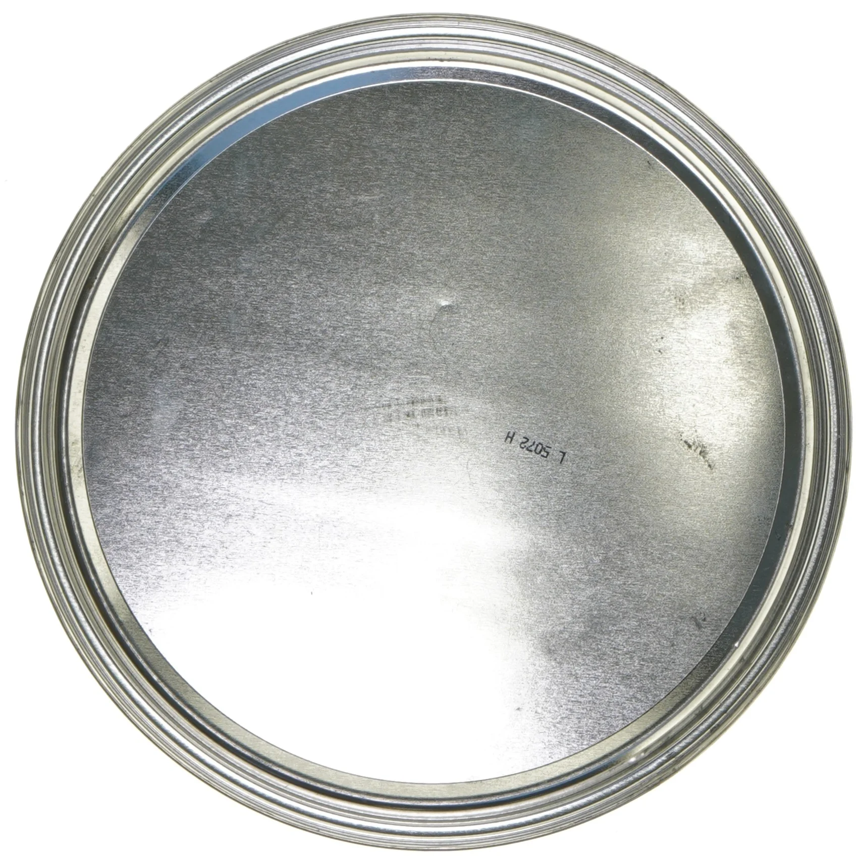 Rund metaldåse med blomstermønster (str. Ø 19,5 cm længde 6,5 cm)