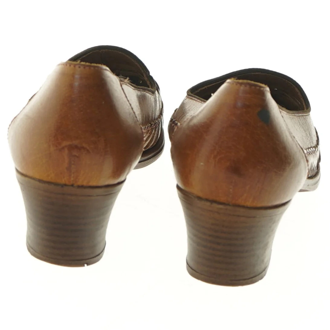 Brune vintage lædersko med hæl i størrelse 39 fra Rieker (str. 39 )