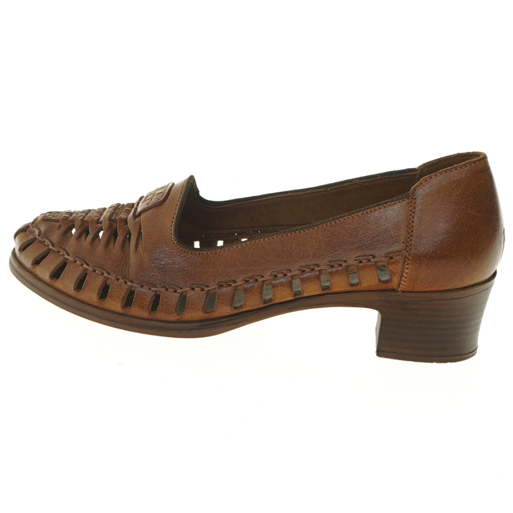 Brune vintage lædersko med hæl i størrelse 39 fra Rieker (str. 39 )