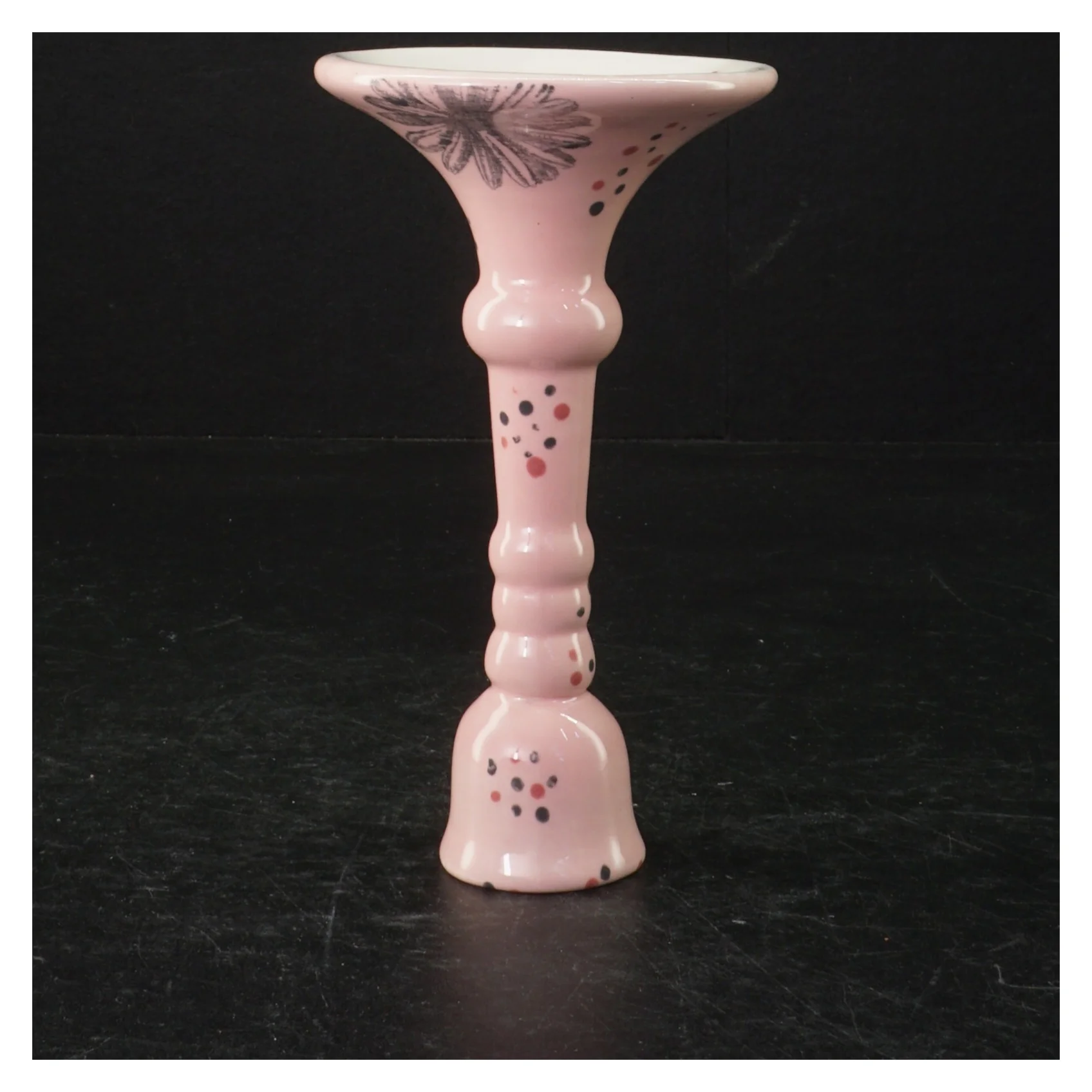 Porcelænslysestage med blomstermotiv (str. 15 cm)