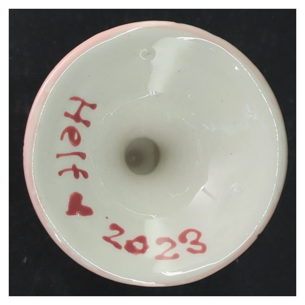 Porcelænslysestage med blomstermotiv (str. 15 cm)