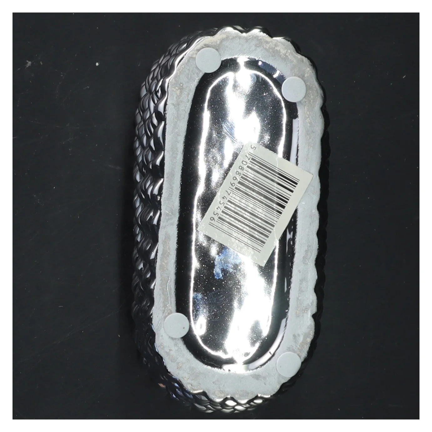 Sølvfarvet rektangulær vase (str. 14x7 cm)