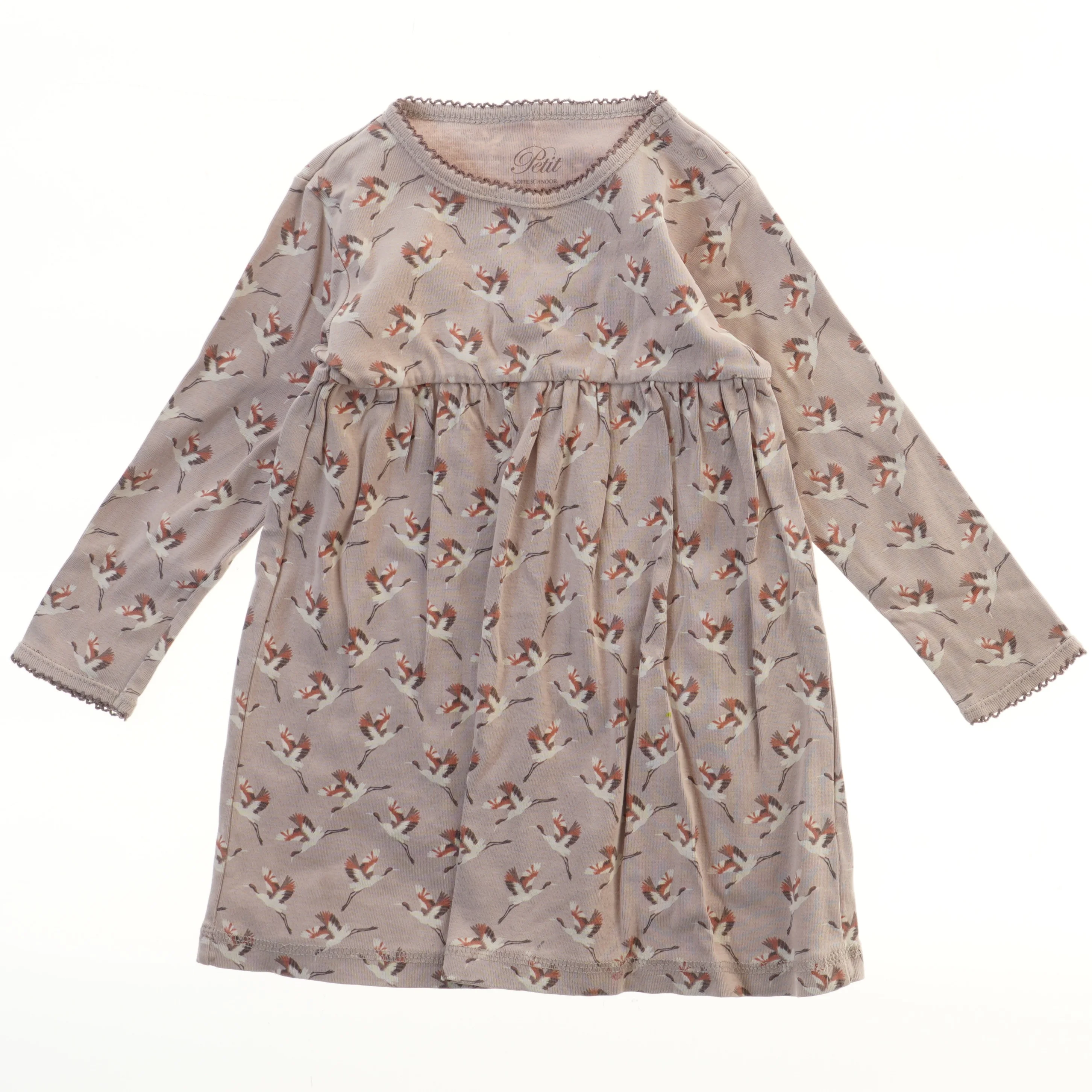 Kjole med Fugleprint fra Petit (str. 98)