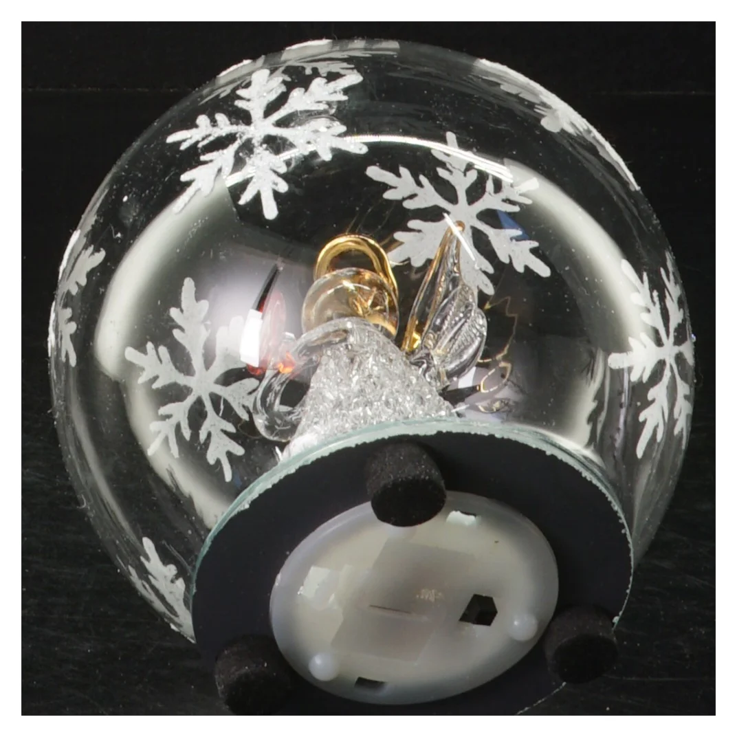 Glaskugle med julemotiv (str. 11 cm i diameter)