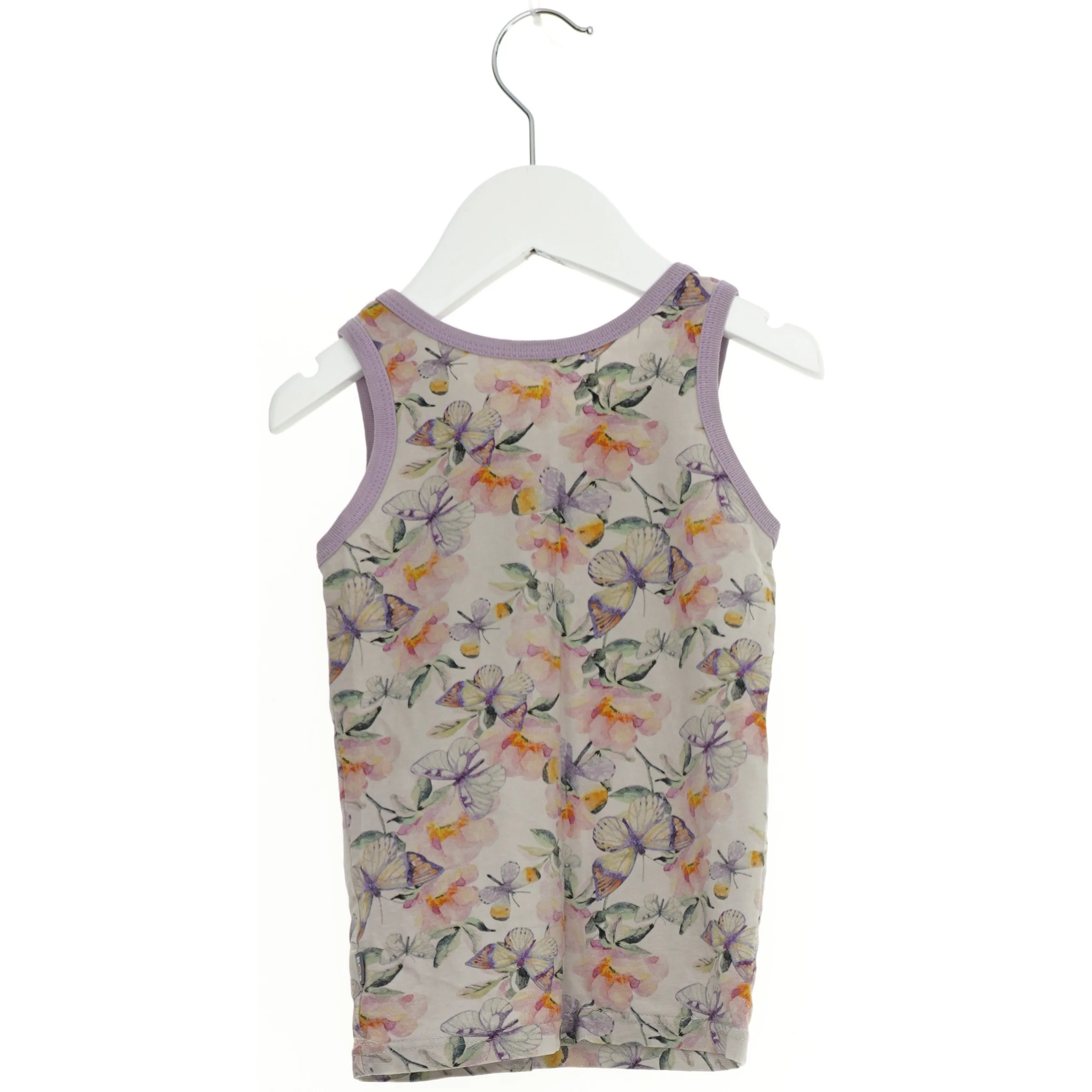 Ærmeløs bluse med sommerfugleprint (str. 92)