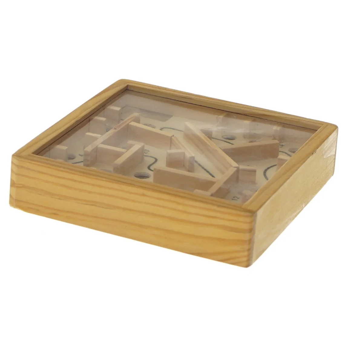 Trælabyrintspil (str. 12,5x12,5x2,5 cm)